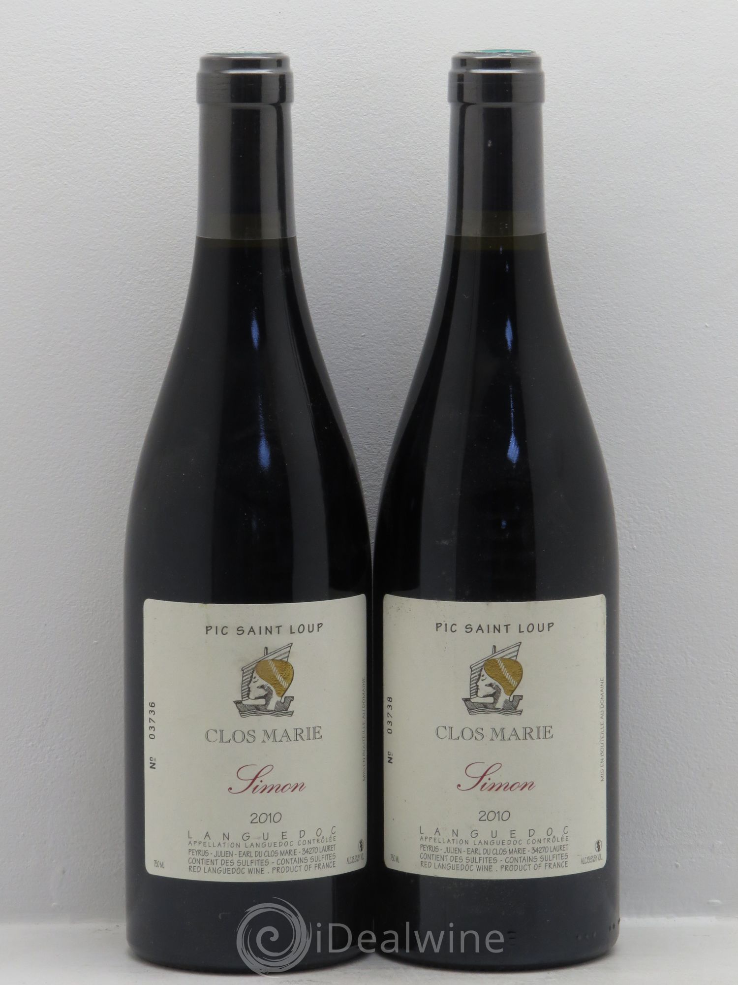 Pic Saint-Loup Clos Marie Cuvée Simon Christophe Peyrus et Françoise Julien 2010 - Lot de 2 bouteilles - 0