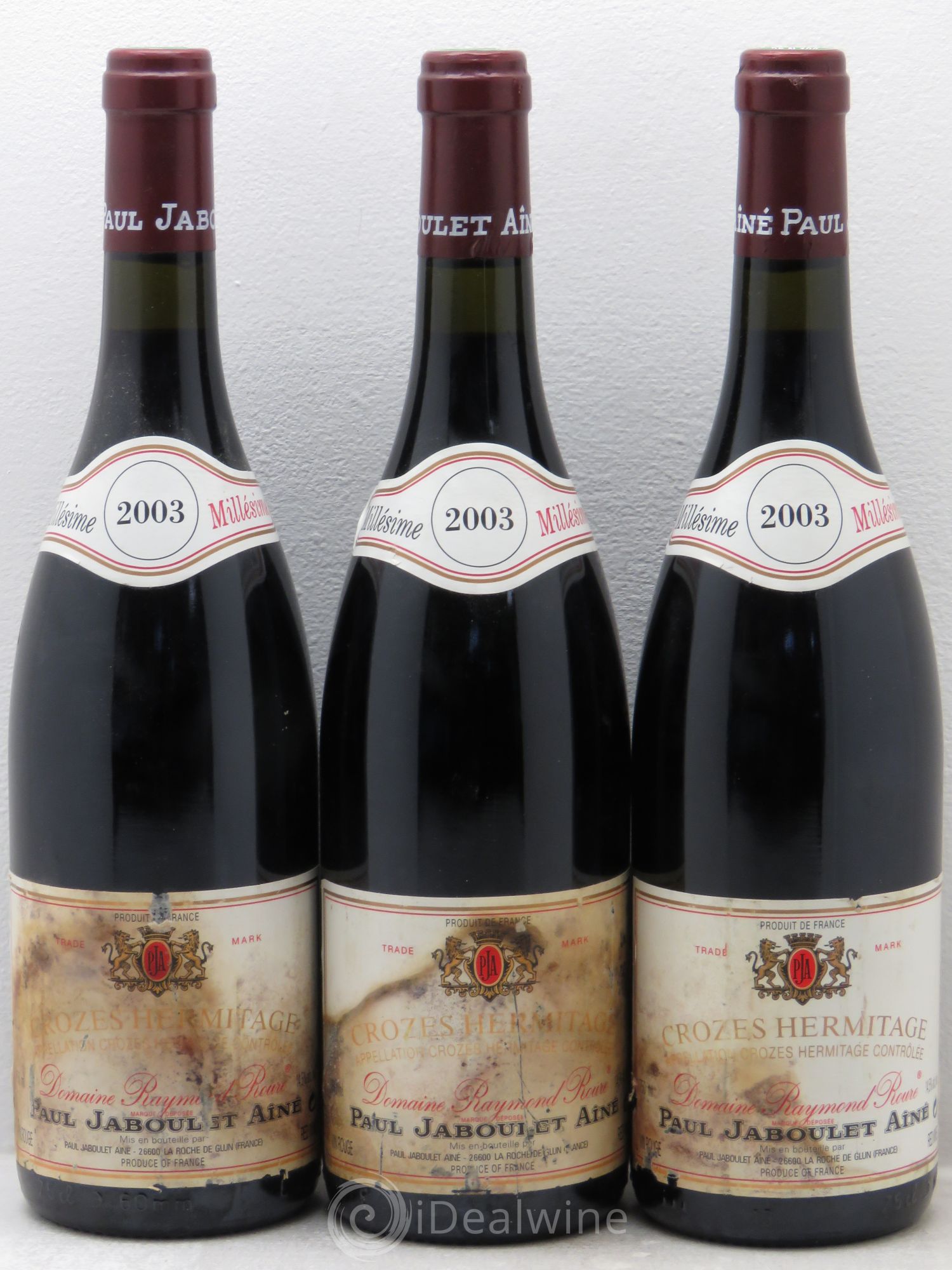 Crozes-Hermitage Raymond Roure Paul Jaboulet Ainé 2003 - Lot de 3 bouteilles - 0