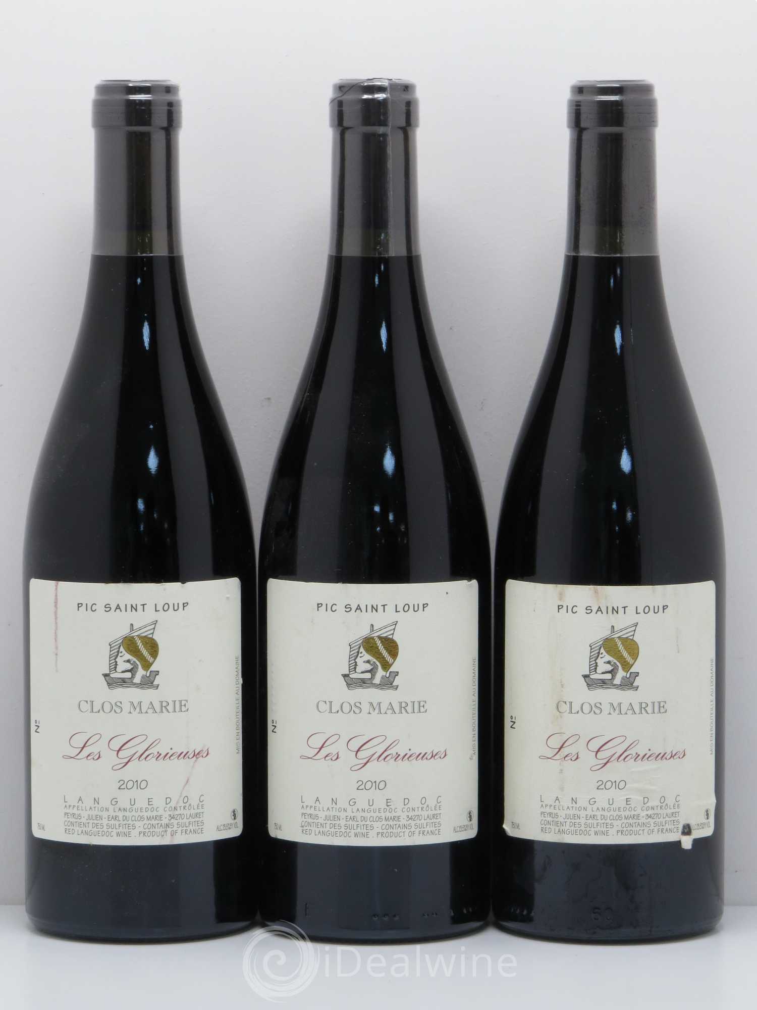 Pic Saint-Loup Clos Marie Les Glorieuses Christophe Peyrus et Françoise Julien 2010 - Lot de 3 bouteilles - 0