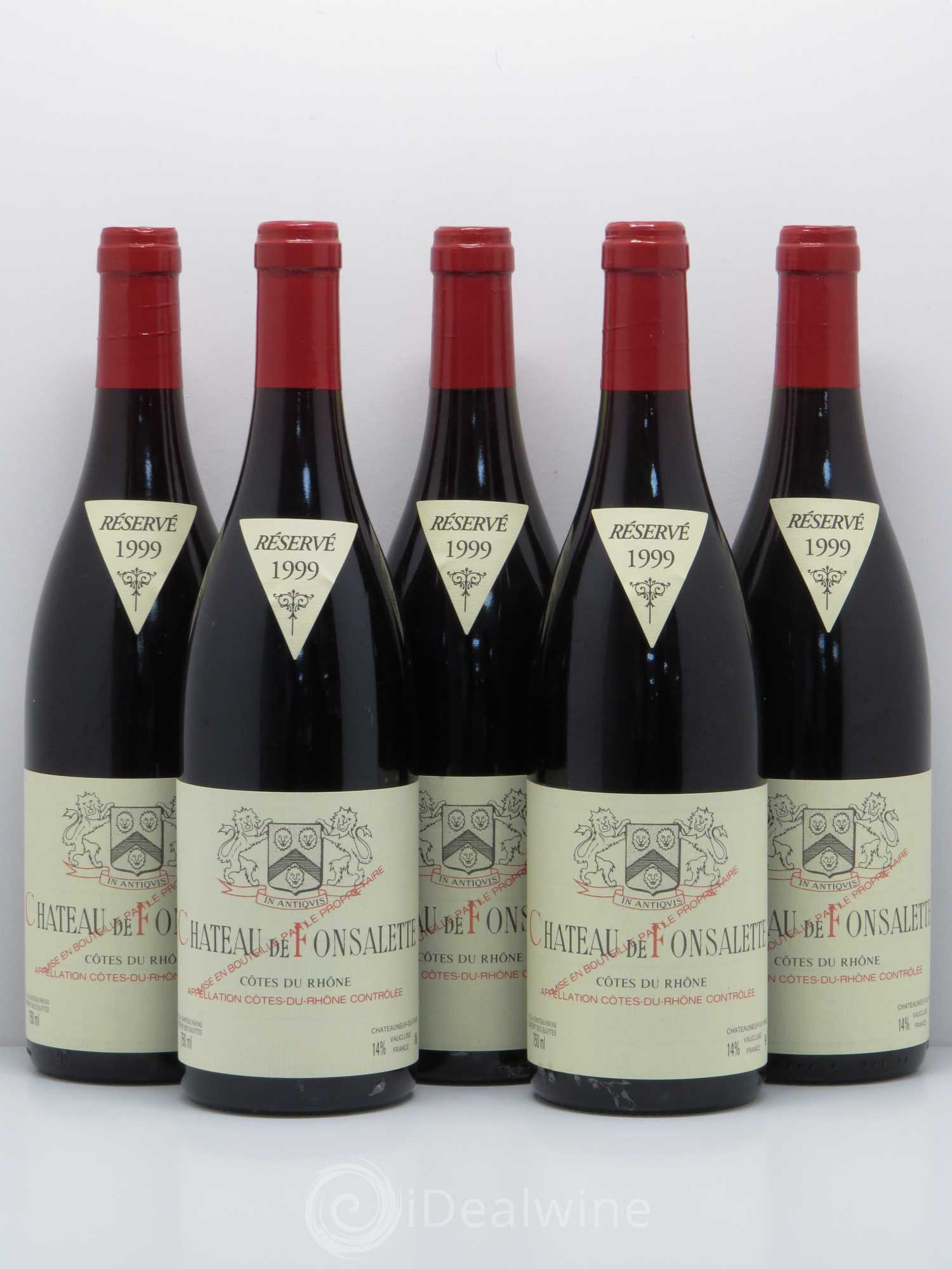 Côtes-du-Rhône Château de Fonsalette Emmanuel Reynaud 1999 - Lot de 5 bouteilles - 0