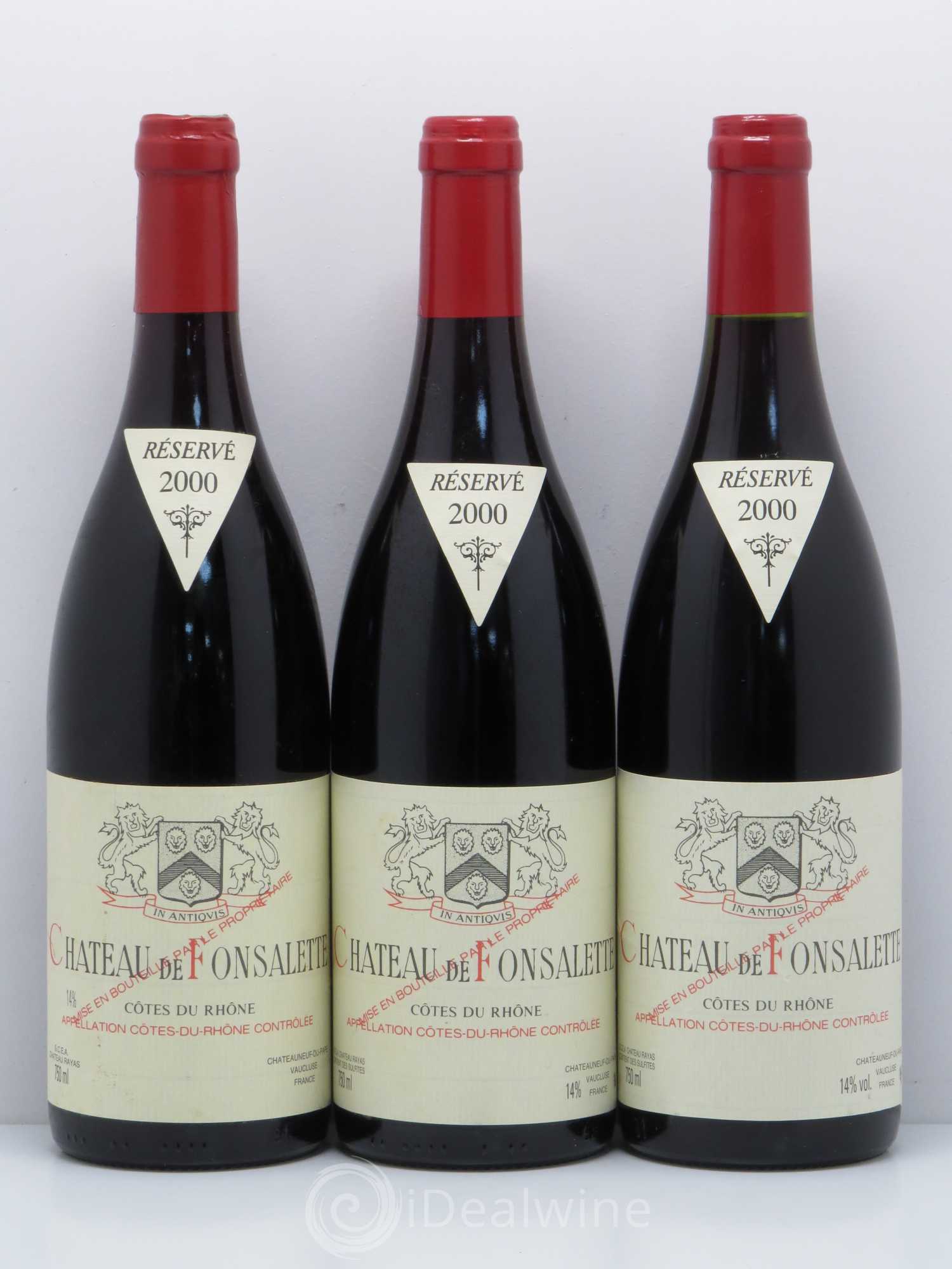 Côtes-du-Rhône Château de Fonsalette Emmanuel Reynaud 2000 - Lot de 3 bouteilles - 0