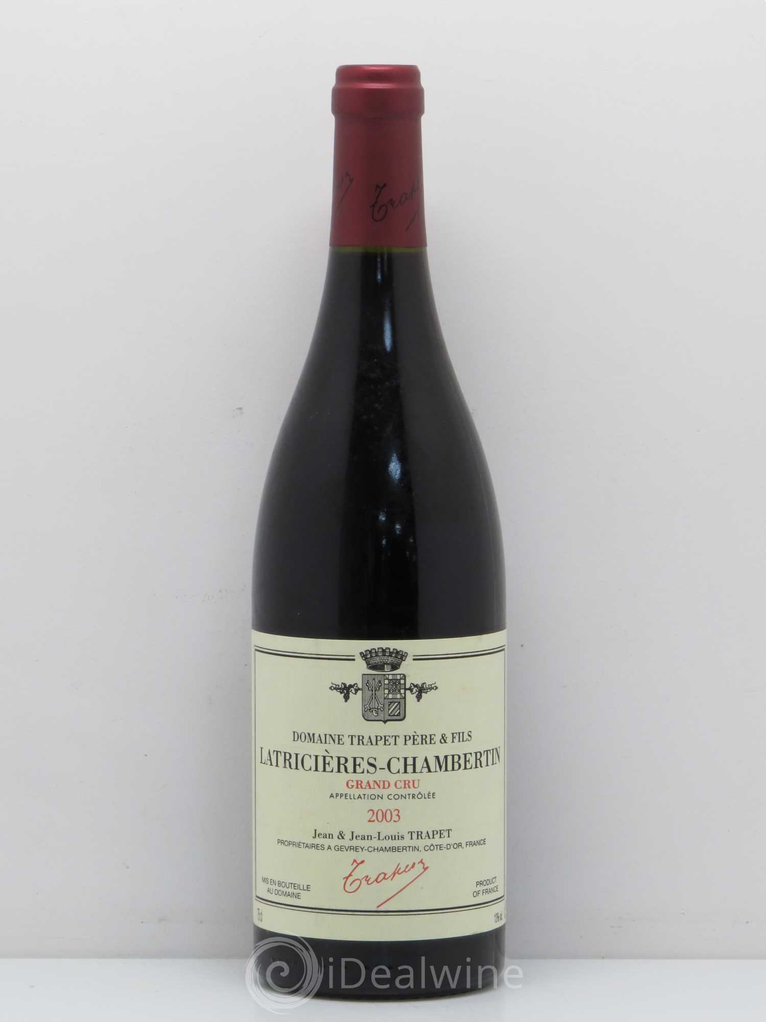 Latricières-Chambertin Grand Cru Domaine Trapet 2003 - Lot de 1 bouteille - 0