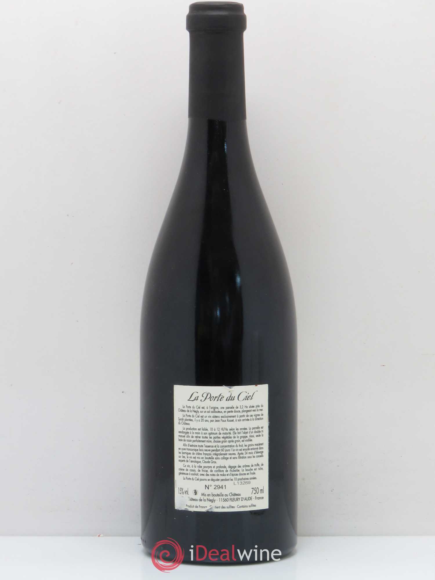 La Clape Château de La Négly La Porte du Ciel Jean Paux-Rosset 2010 - Lot de 1 bouteille - 1