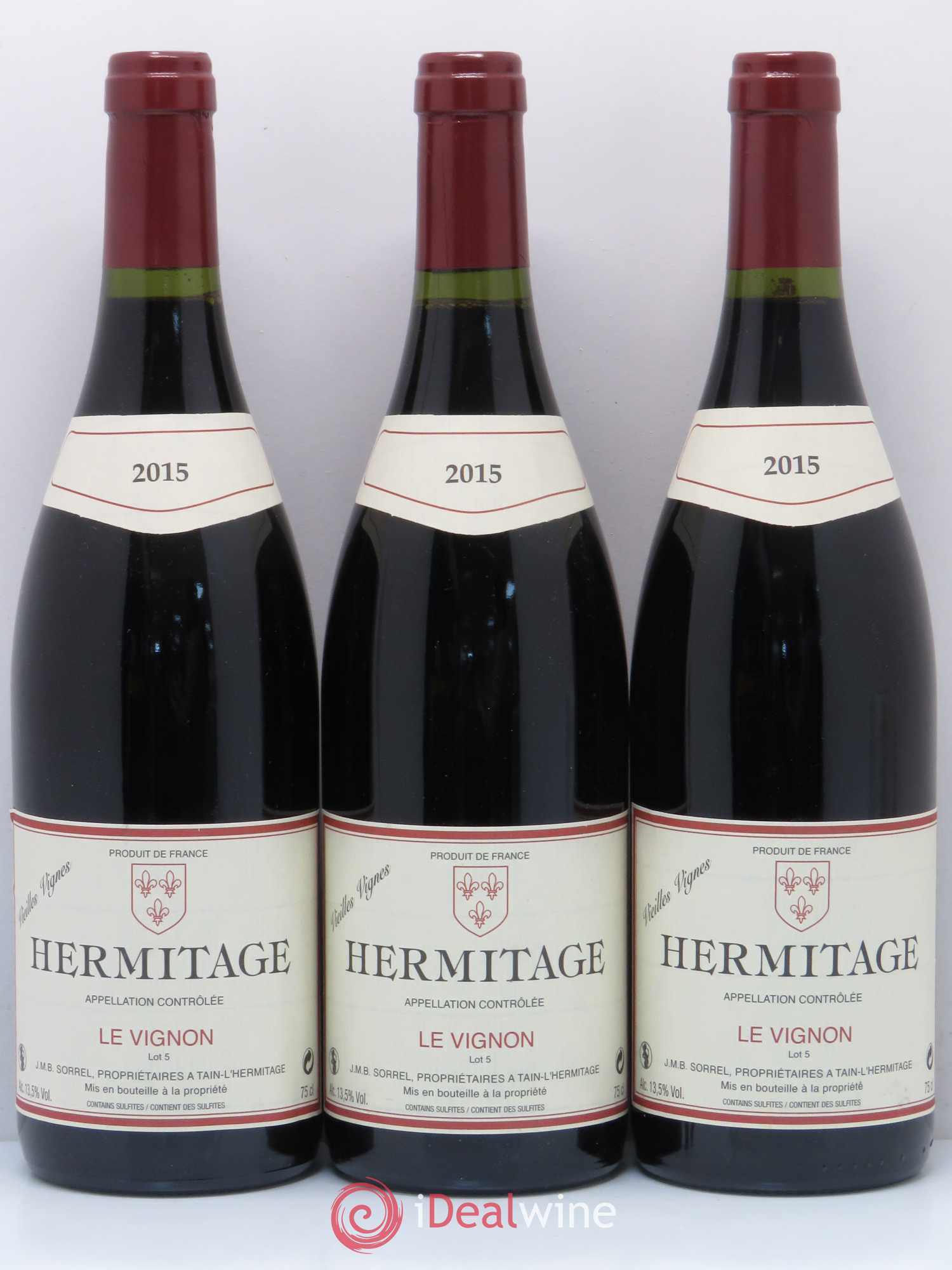 Hermitage Le Vignon vieilles vignes Jean Michel Sorrel 2015 - Posten von 3 Flaschen - 0