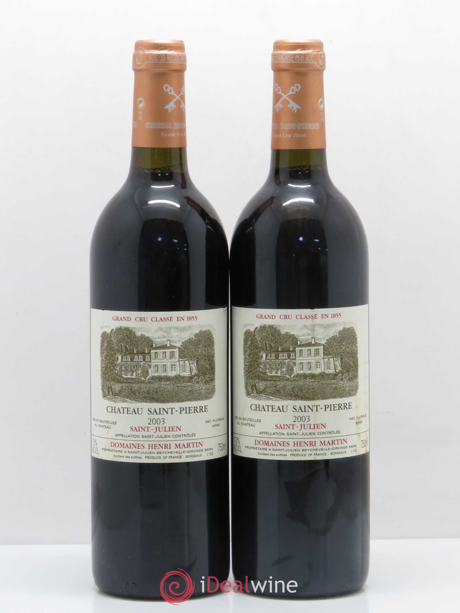 Château Saint-Pierre 4ème Grand Cru Classé 2003 - Lot de 2 bouteilles - 0