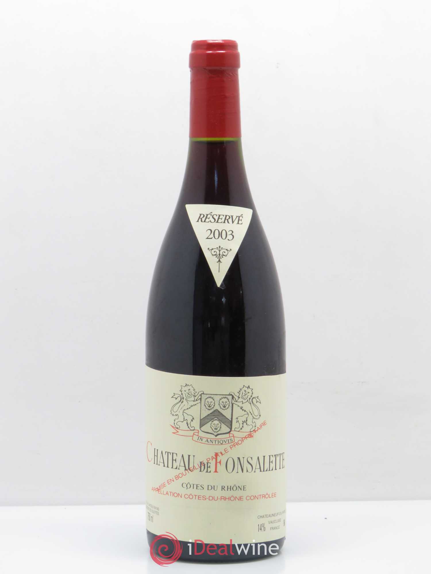 Côtes-du-Rhône Château de Fonsalette Emmanuel Reynaud 2003 - Lot de 1 bouteille - 0