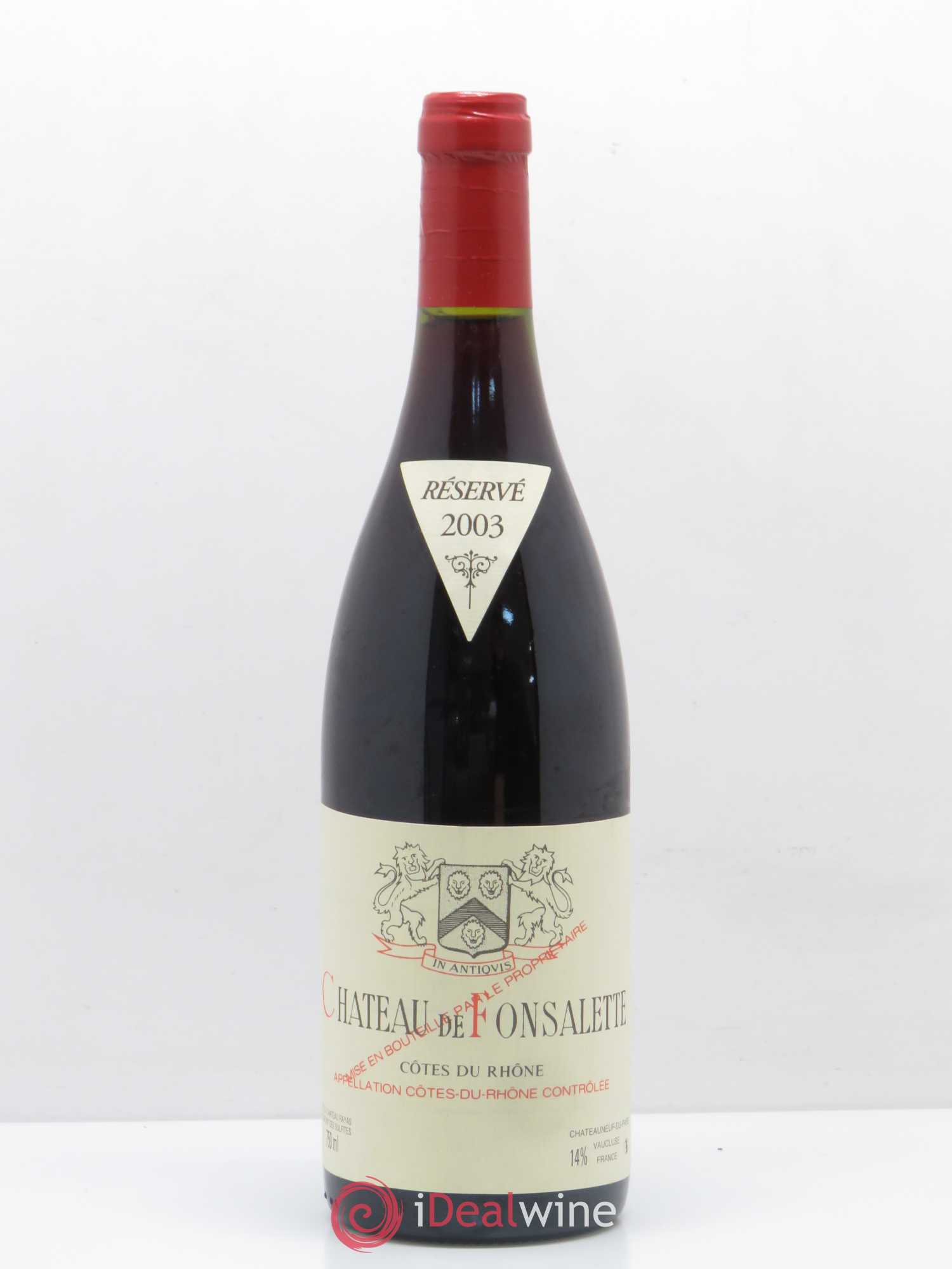 Côtes-du-Rhône Château de Fonsalette Emmanuel Reynaud 2003 - Lot de 1 bouteille - 0
