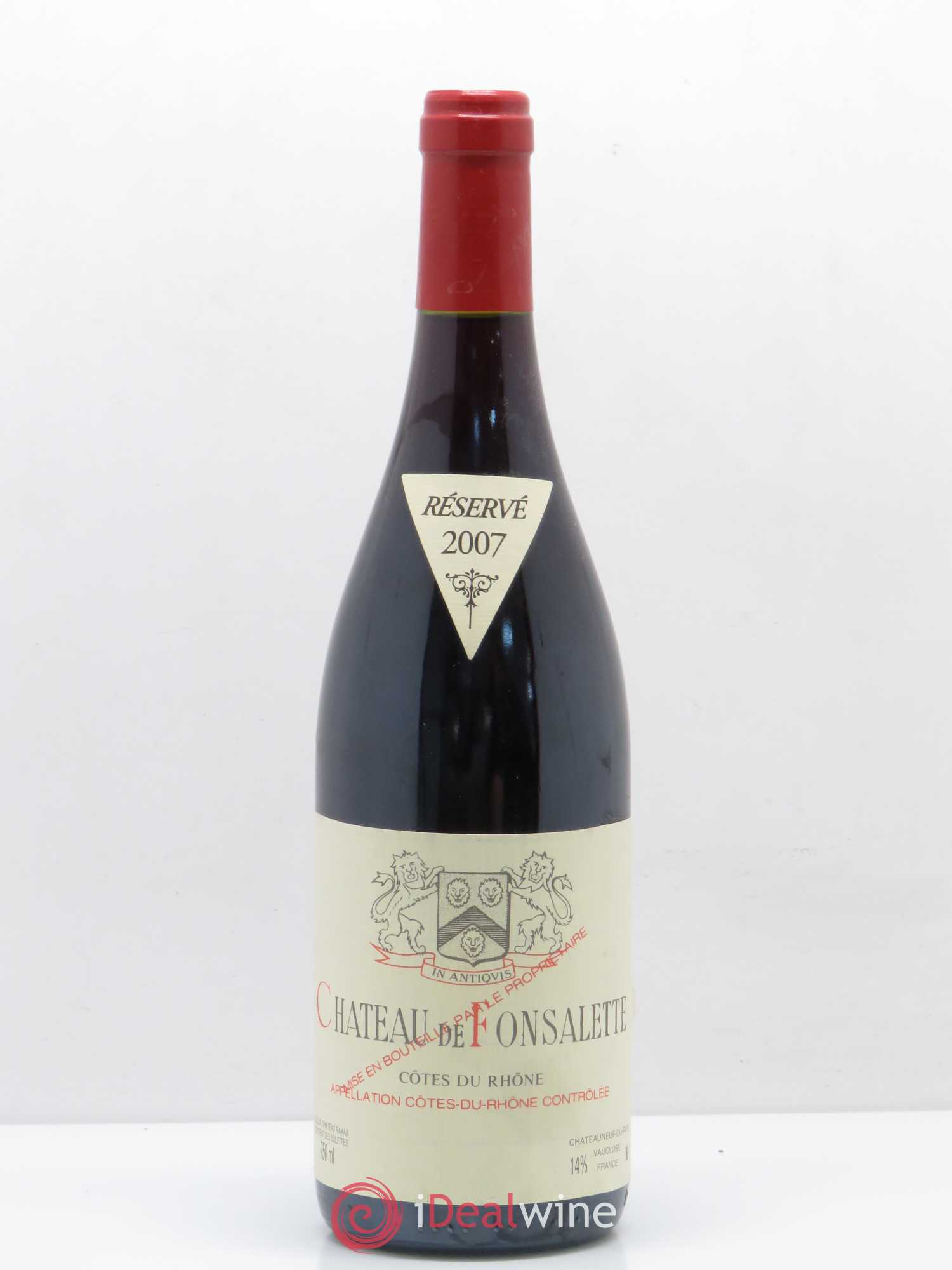 Côtes-du-Rhône Château de Fonsalette Emmanuel Reynaud 2007 - Lot de 1 bouteille - 0
