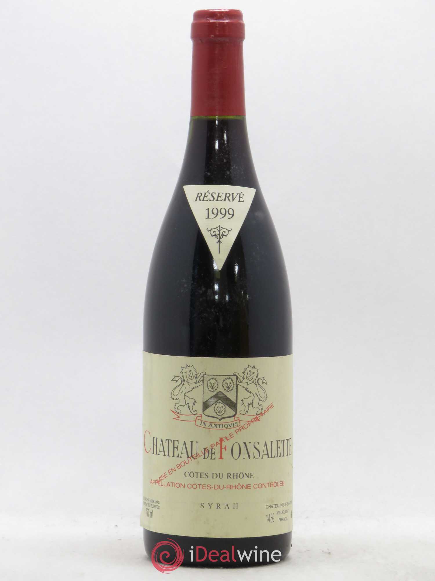 Côtes-du-Rhône Cuvée Syrah Château de Fonsalette 1999 - Lot de 1 bouteille - 0