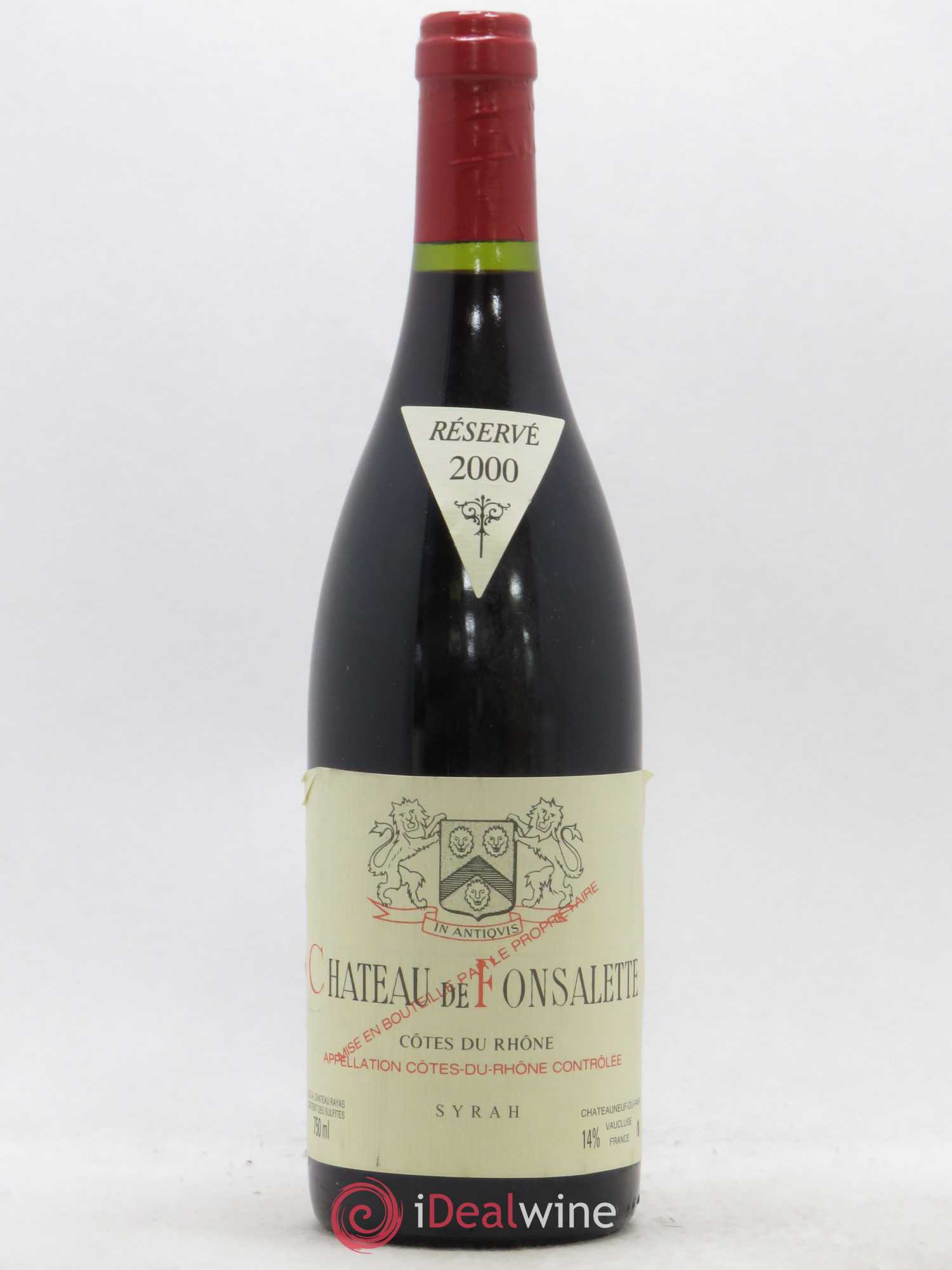 Côtes-du-Rhône Cuvée Syrah Château de Fonsalette 2000 - Lot de 1 bouteille - 0