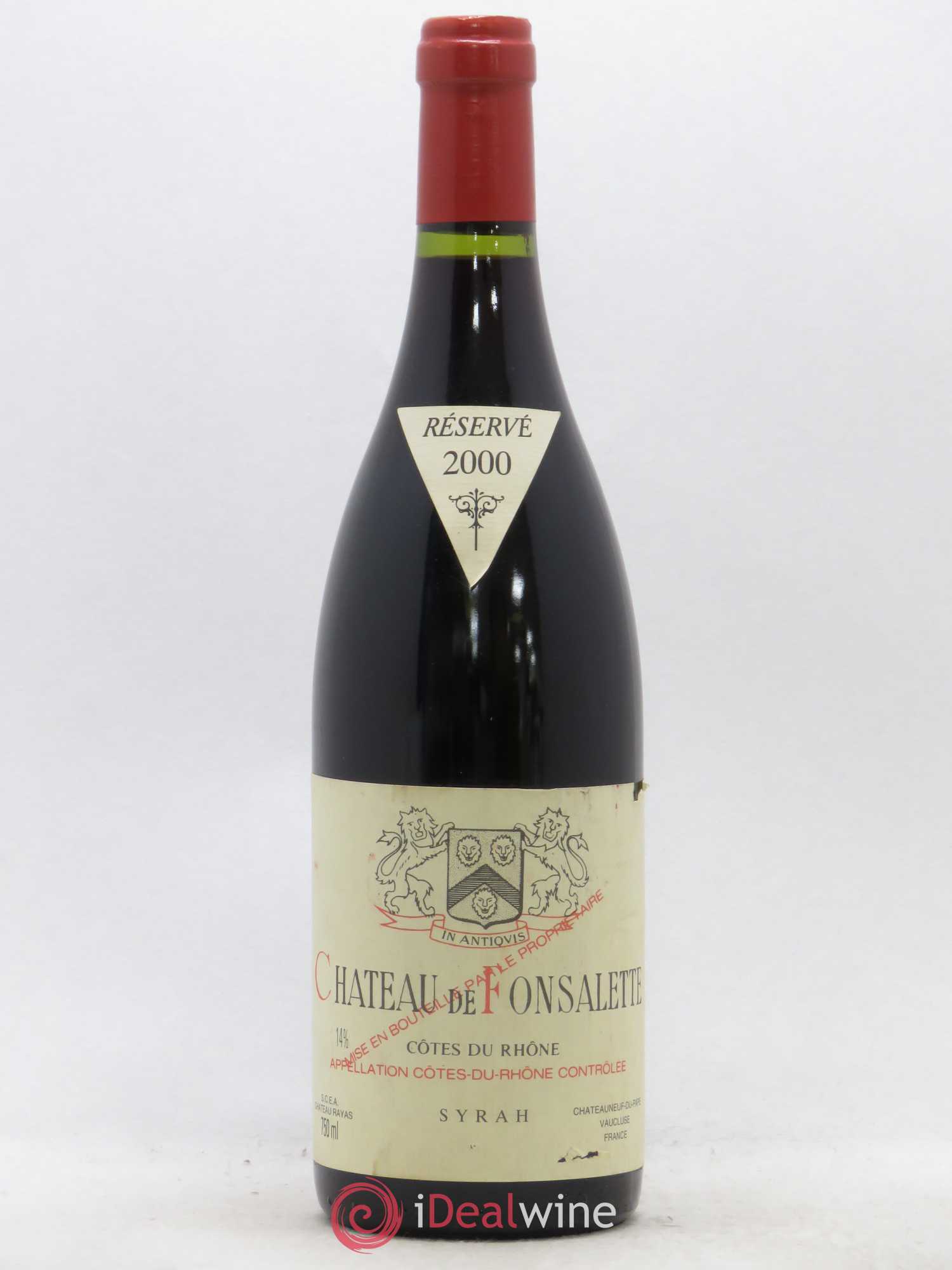 Côtes-du-Rhône Cuvée Syrah Château de Fonsalette 2000 - Lot de 1 bouteille - 0