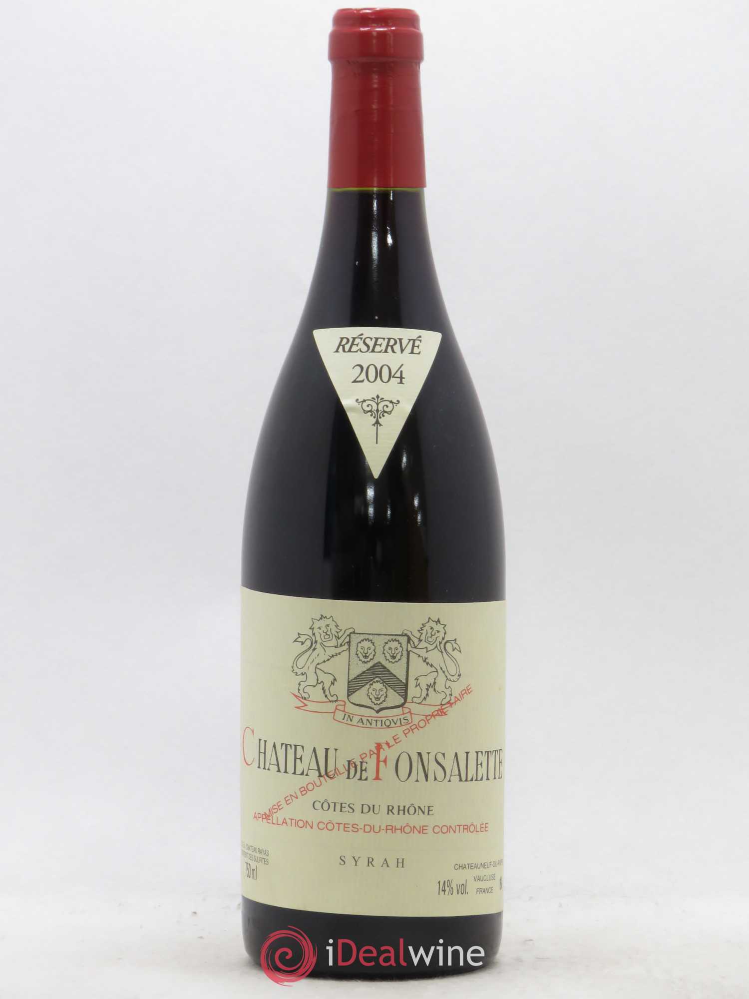 Côtes-du-Rhône Cuvée Syrah Château de Fonsalette 2004 - Lot de 1 bouteille - 0
