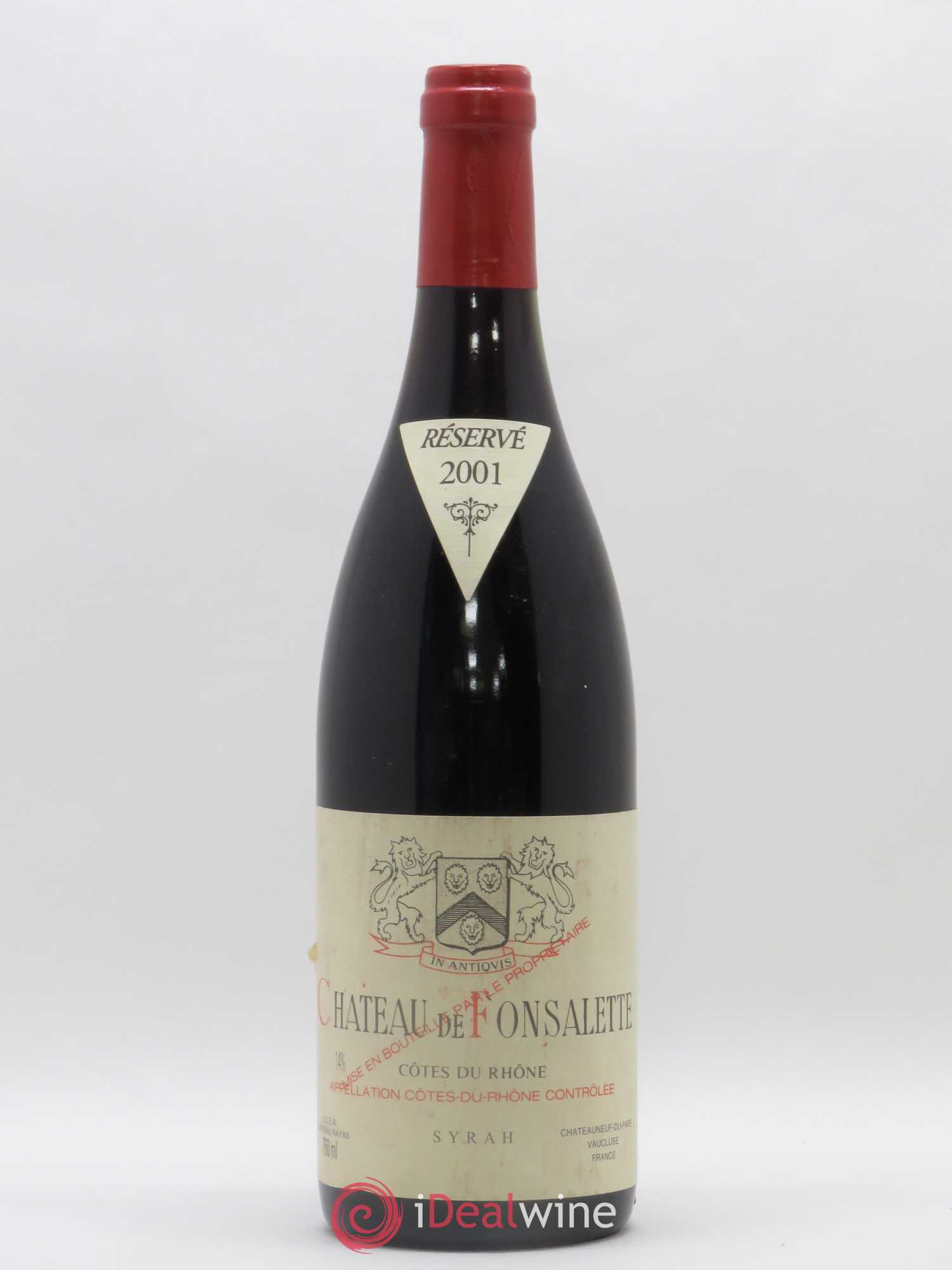 Côtes-du-Rhône Cuvée Syrah Château de Fonsalette 2001 - Lot de 1 bouteille - 0