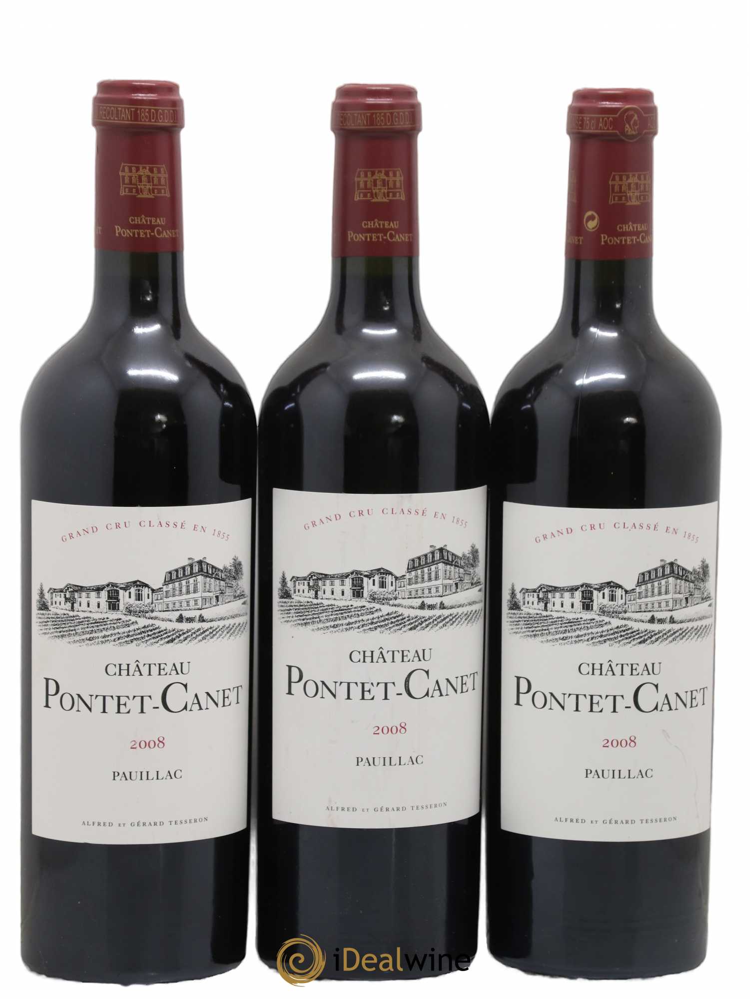 Château Pontet Canet 5ème Grand Cru Classé 2008 - Lot de 3 bouteilles - 0