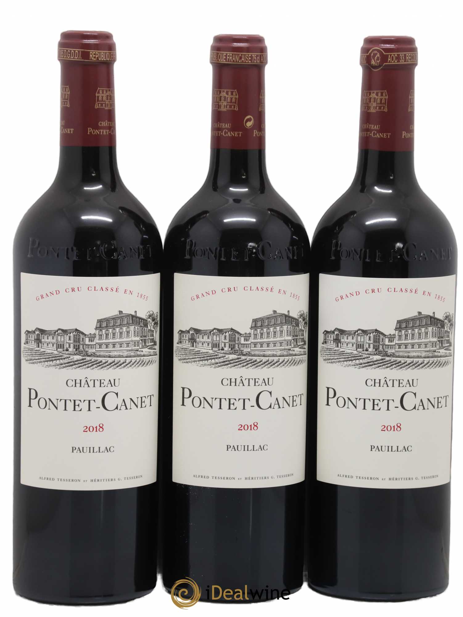 Château Pontet Canet 5ème Grand Cru Classé 2018 - Lot de 3 bouteilles - 0