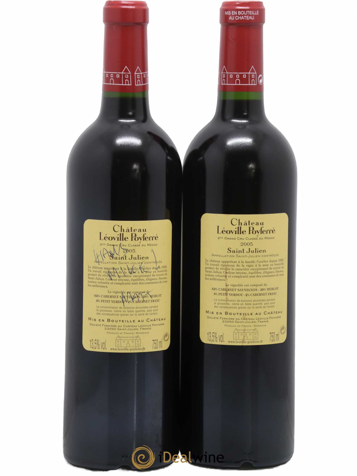 Château Léoville Poyferré 2ème Grand Cru Classé 2005 - Lot de 2 bouteilles - 1