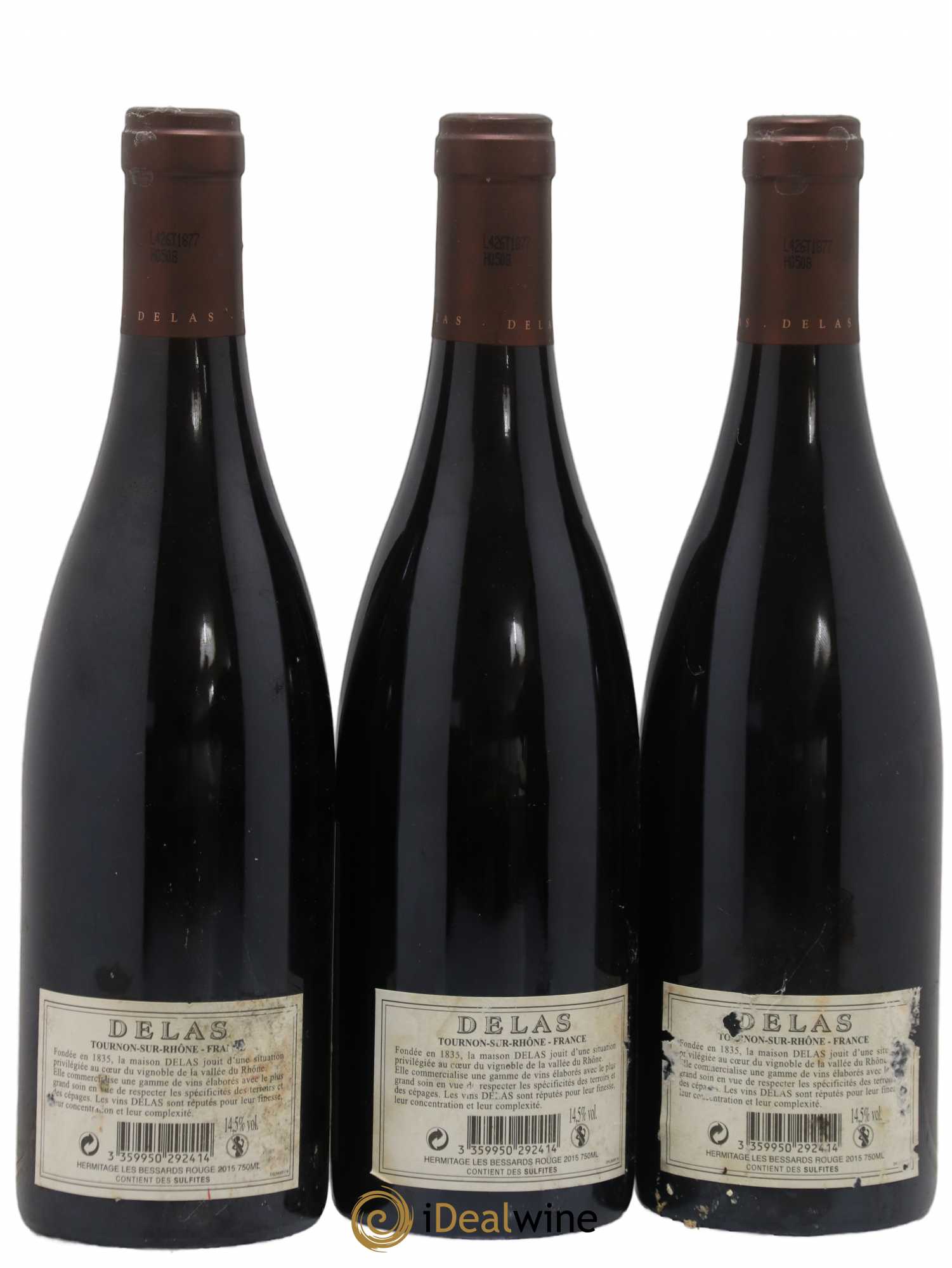 Hermitage Les Bessards Delas Frères 2015 - Lot de 3 bouteilles - 1