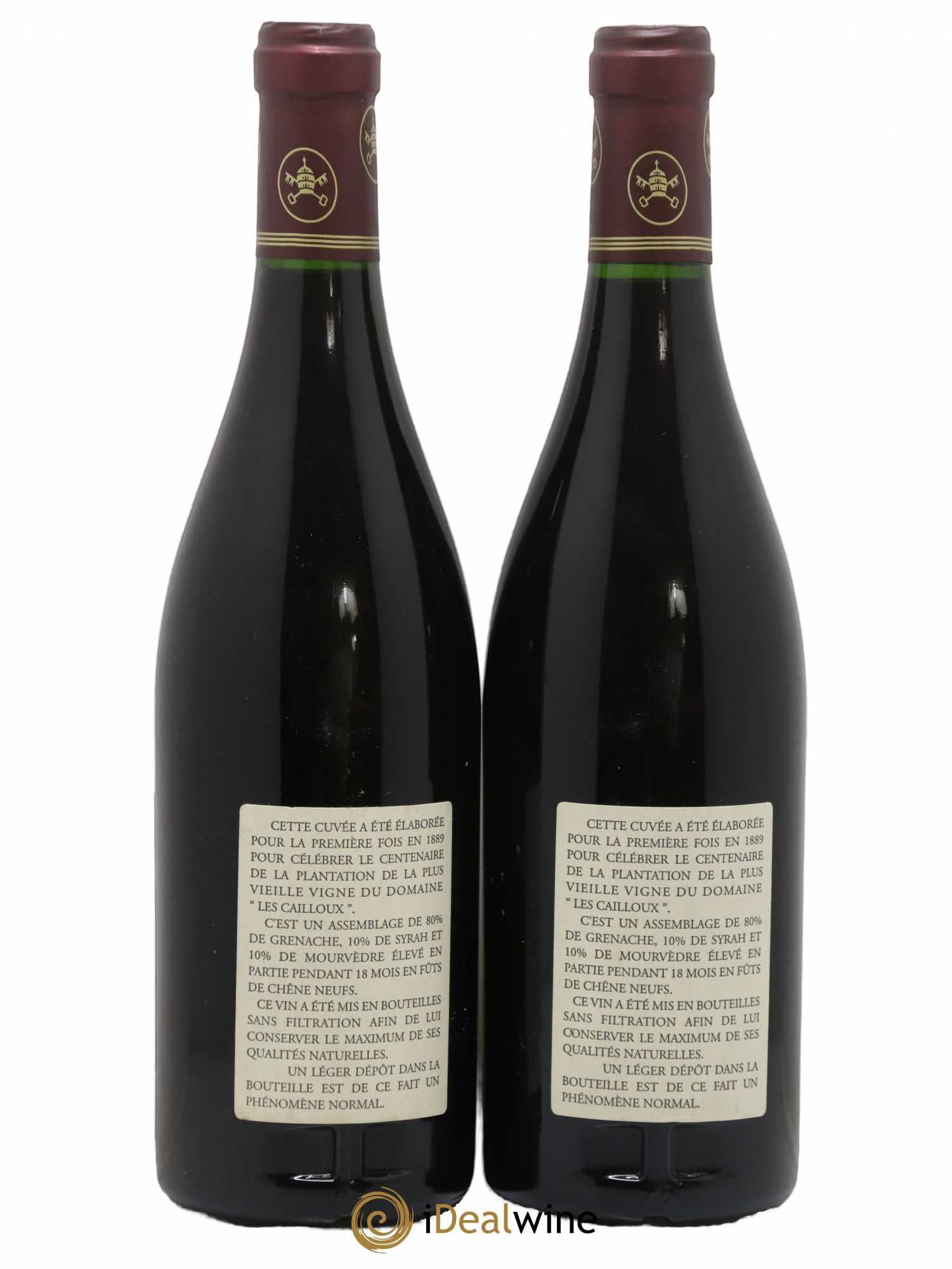 Châteauneuf-du-Pape Les Cailloux Cuvée Centenaire André Brunel 1998 - Lot de 2 bouteilles - 1