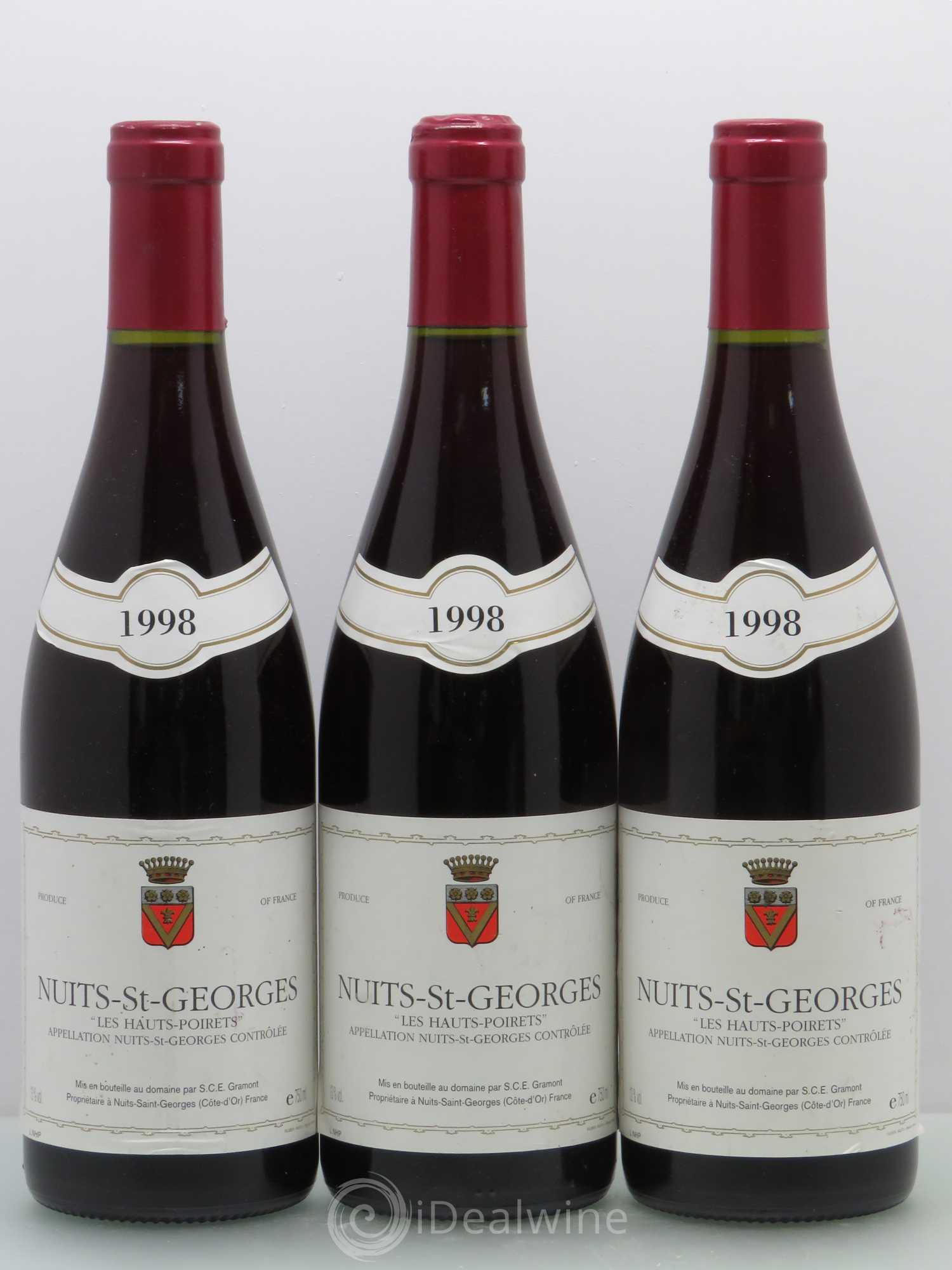 Nuits-Saint-Georges 1er Cru Les Hauts Poirets - Gramont 1998 - Posten von 3 Flaschen - 0