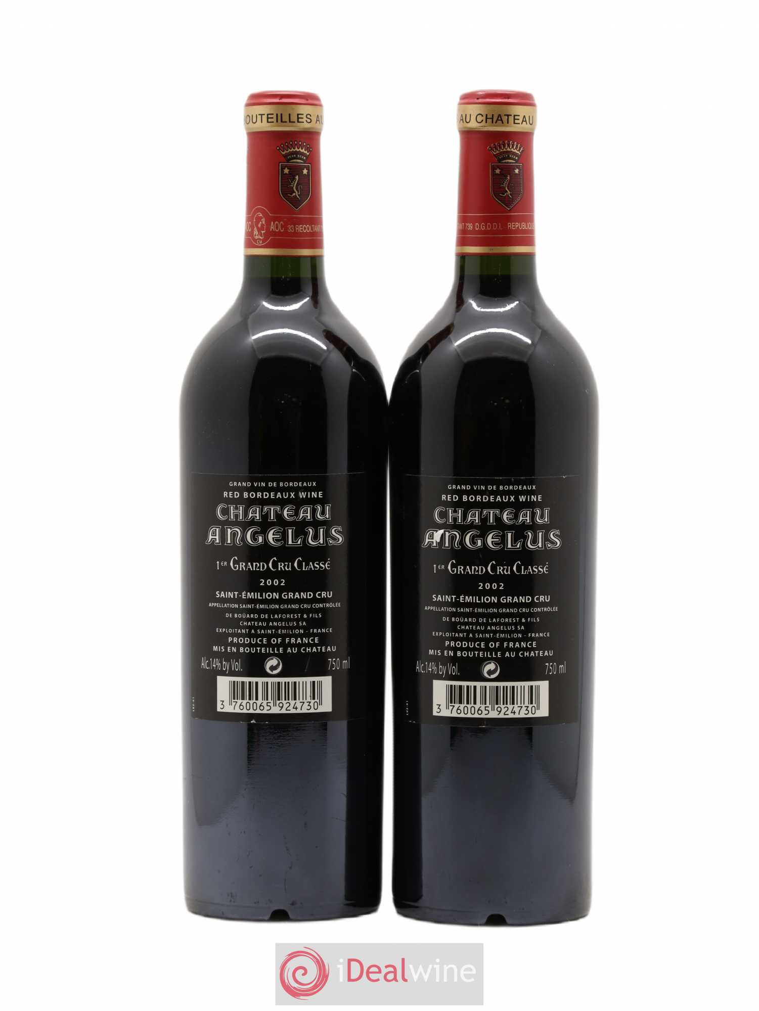 Château Angélus 1er Grand Cru Classé A 2002 - Lot de 2 bouteilles - 1
