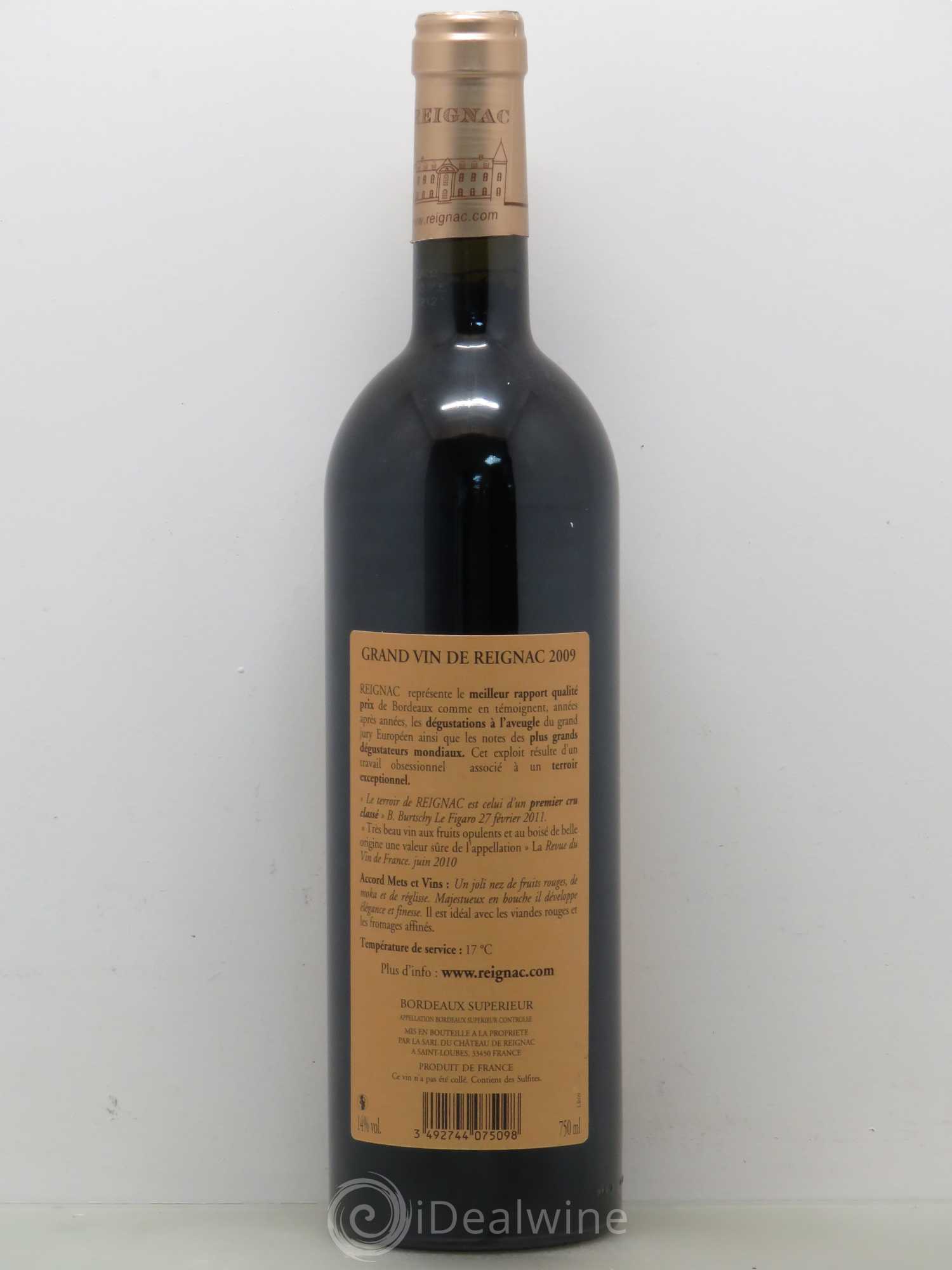 Grand vin de Reignac 2009 - Lot de 1 bouteille - 1