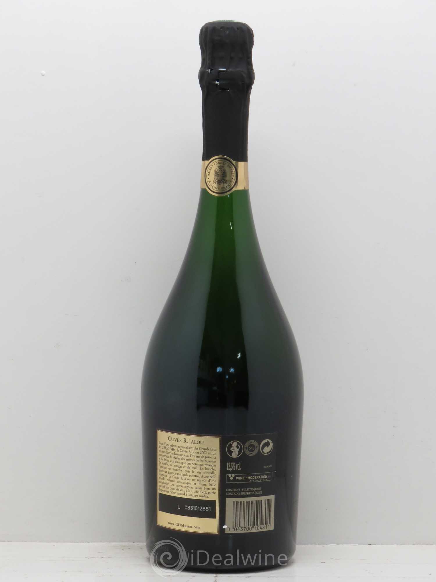 René Lalou Mumm Cuvée Prestige 2002 - Lot de 1 bouteille - 1
