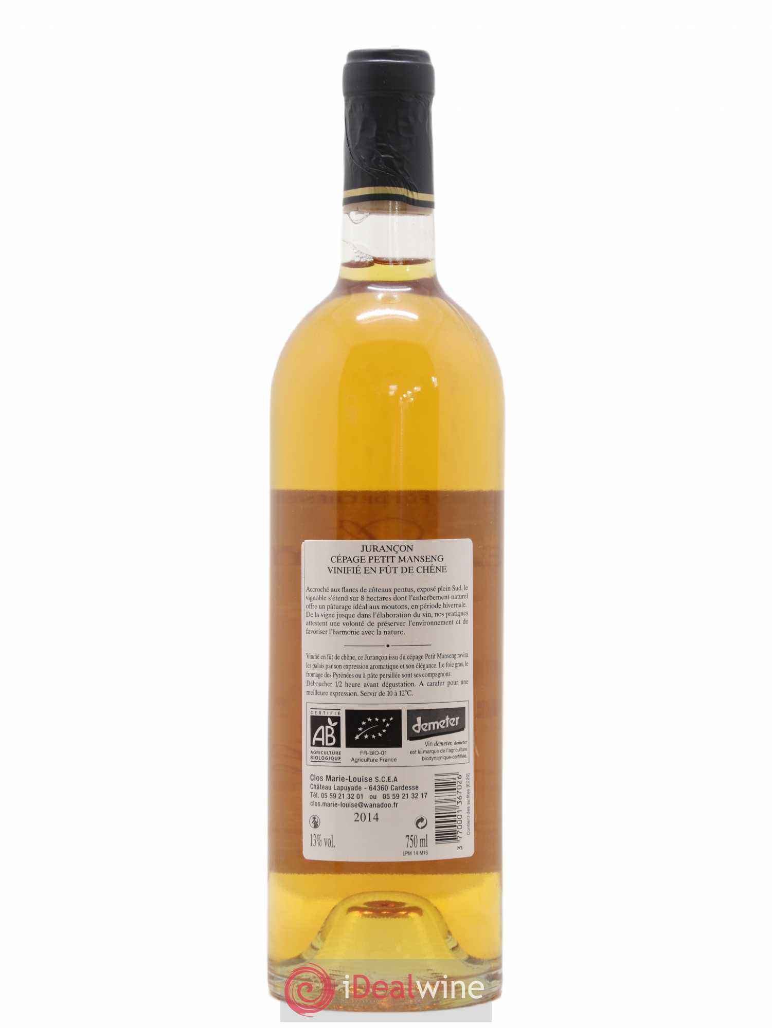Jurançon Cuvée Marie-Louise Château Lapuyade (sans prix de réserve) 2014 - Posten von 1 Flasche - 1