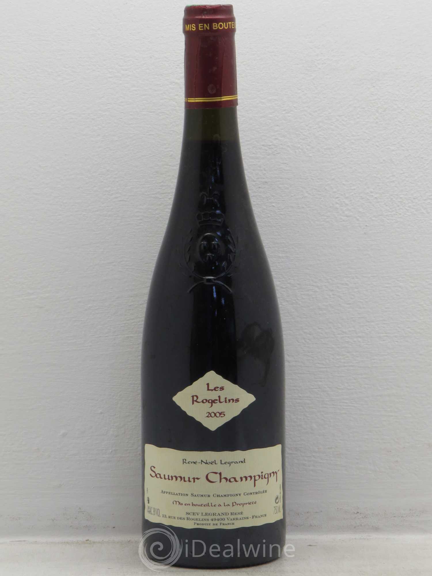 Saumur-Champigny Les Rogelins Clotilde Legrand (anciennement René-Noël Legrand) 2005 - Lot de 1 bouteille - 0
