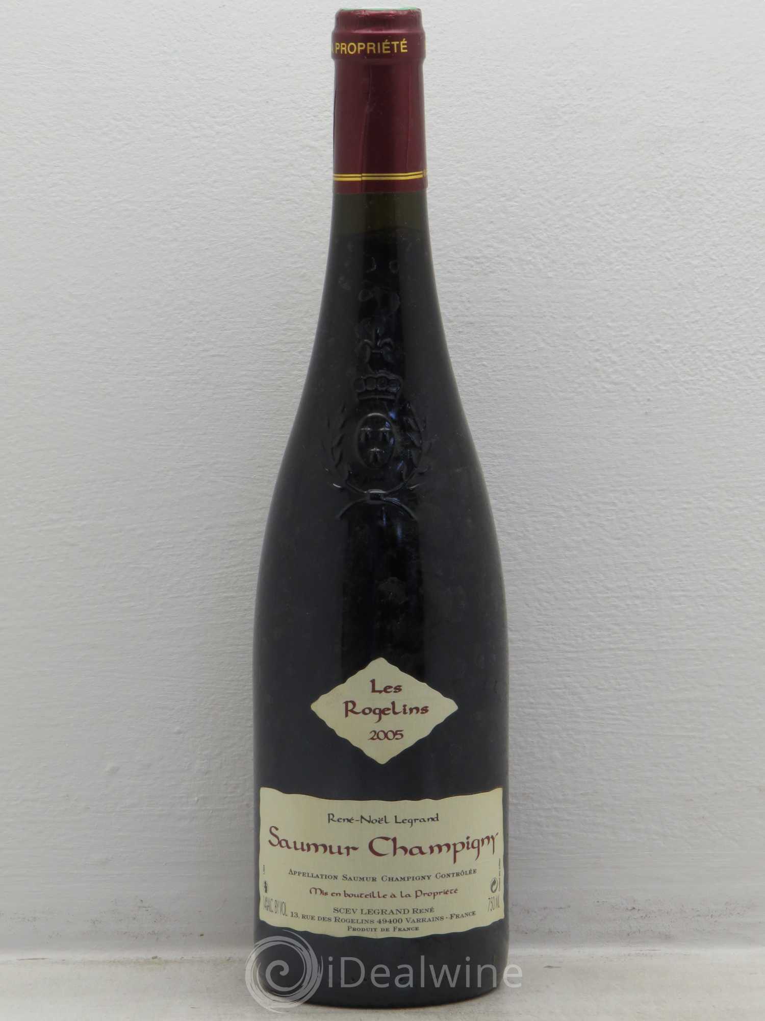 Saumur-Champigny Les Rogelins Clotilde Legrand (anciennement René-Noël Legrand) 2005 - Lot de 1 bouteille - 0