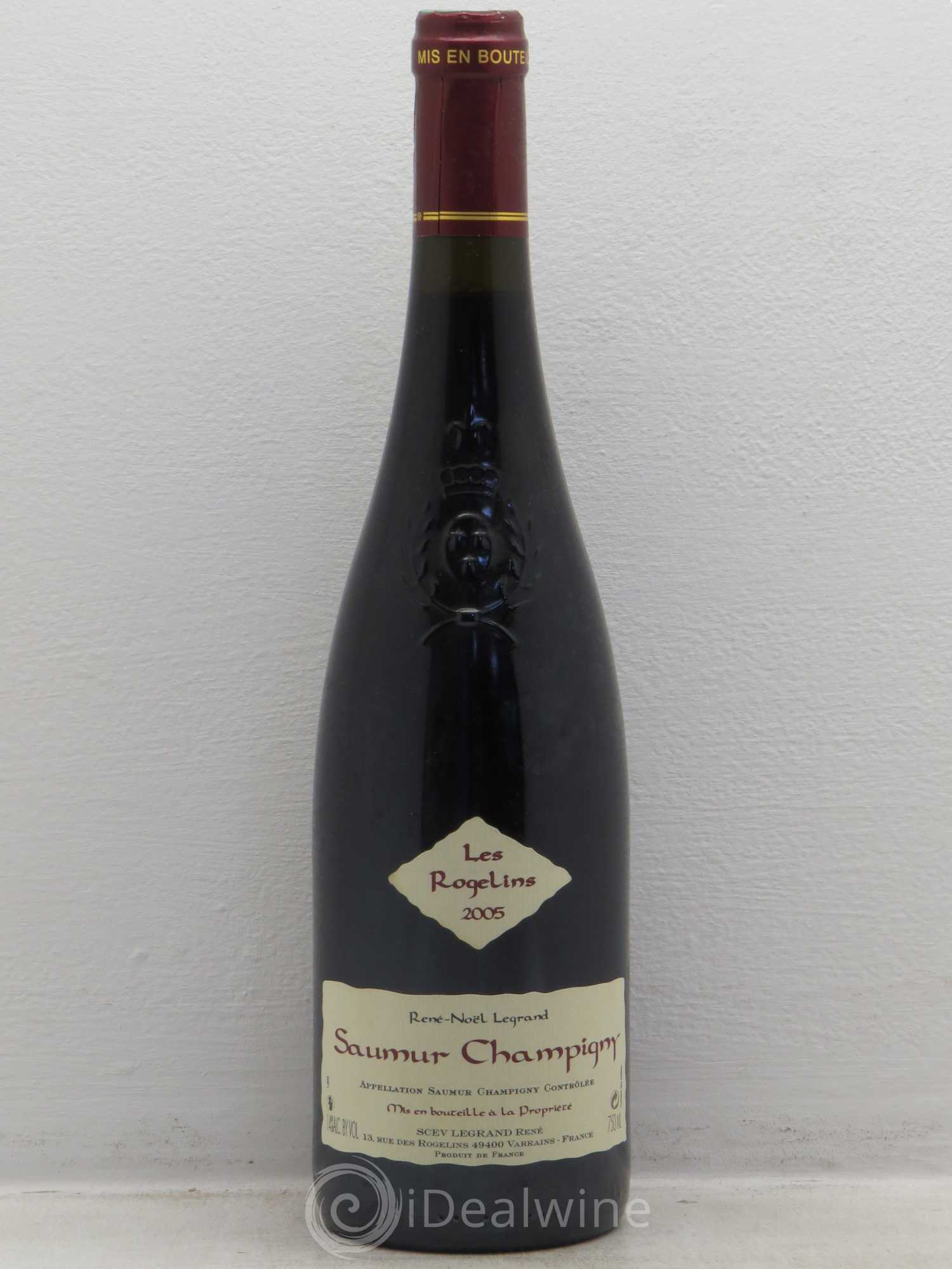 Saumur-Champigny Les Rogelins Clotilde Legrand (anciennement René-Noël Legrand) 2005 - Lot de 1 bouteille - 0