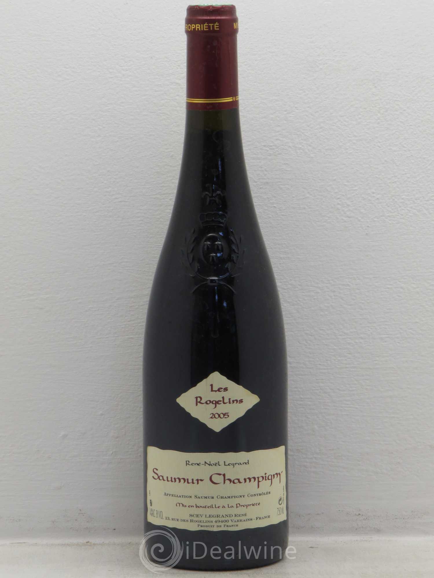 Saumur-Champigny Les Rogelins Clotilde Legrand (anciennement René-Noël Legrand) 2005 - Lot de 1 bouteille - 0