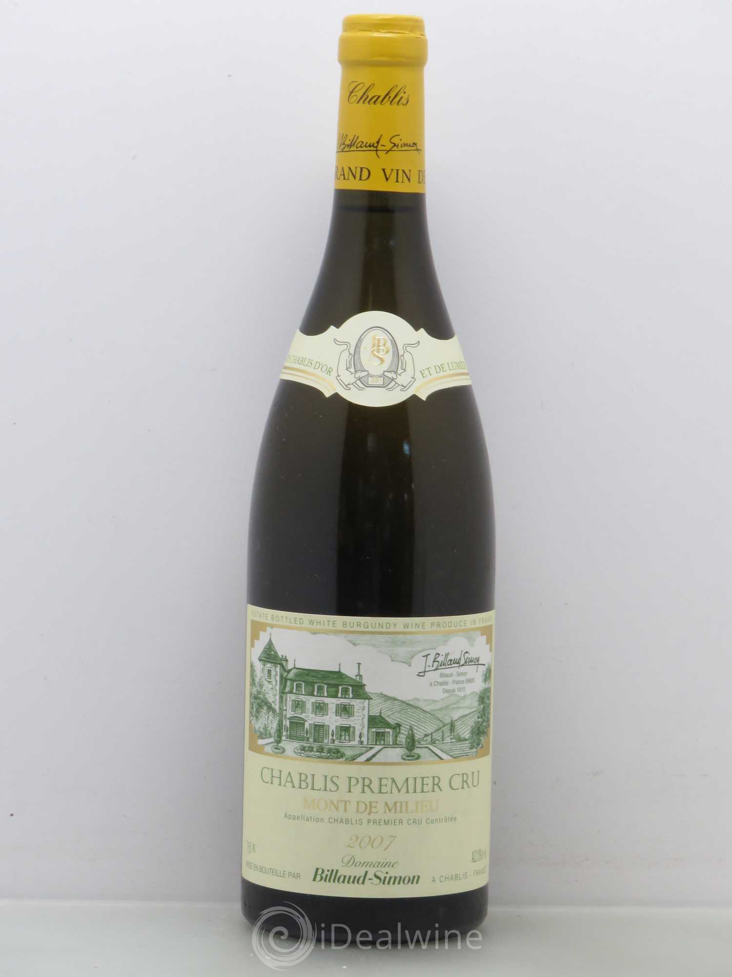 Chablis 1er Cru Mont de Milieu Billaud-Simon (Domaine) 2007 - Lot de 1 bouteille - 0