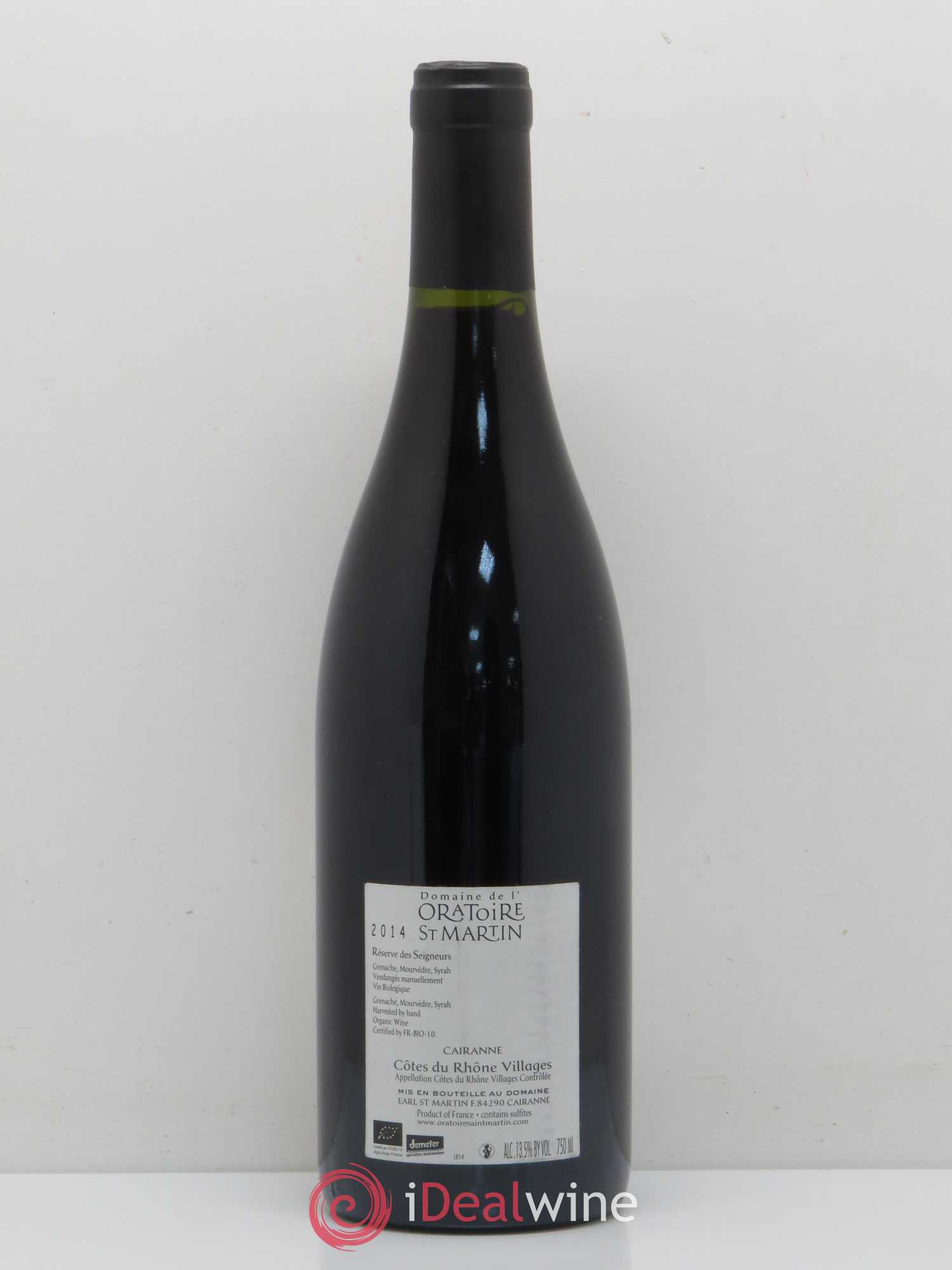 Cairanne Réserve des Seigneurs Oratoire Saint-Martin - Frédéric et François Alary 2014 - Lot de 1 bouteille - 1