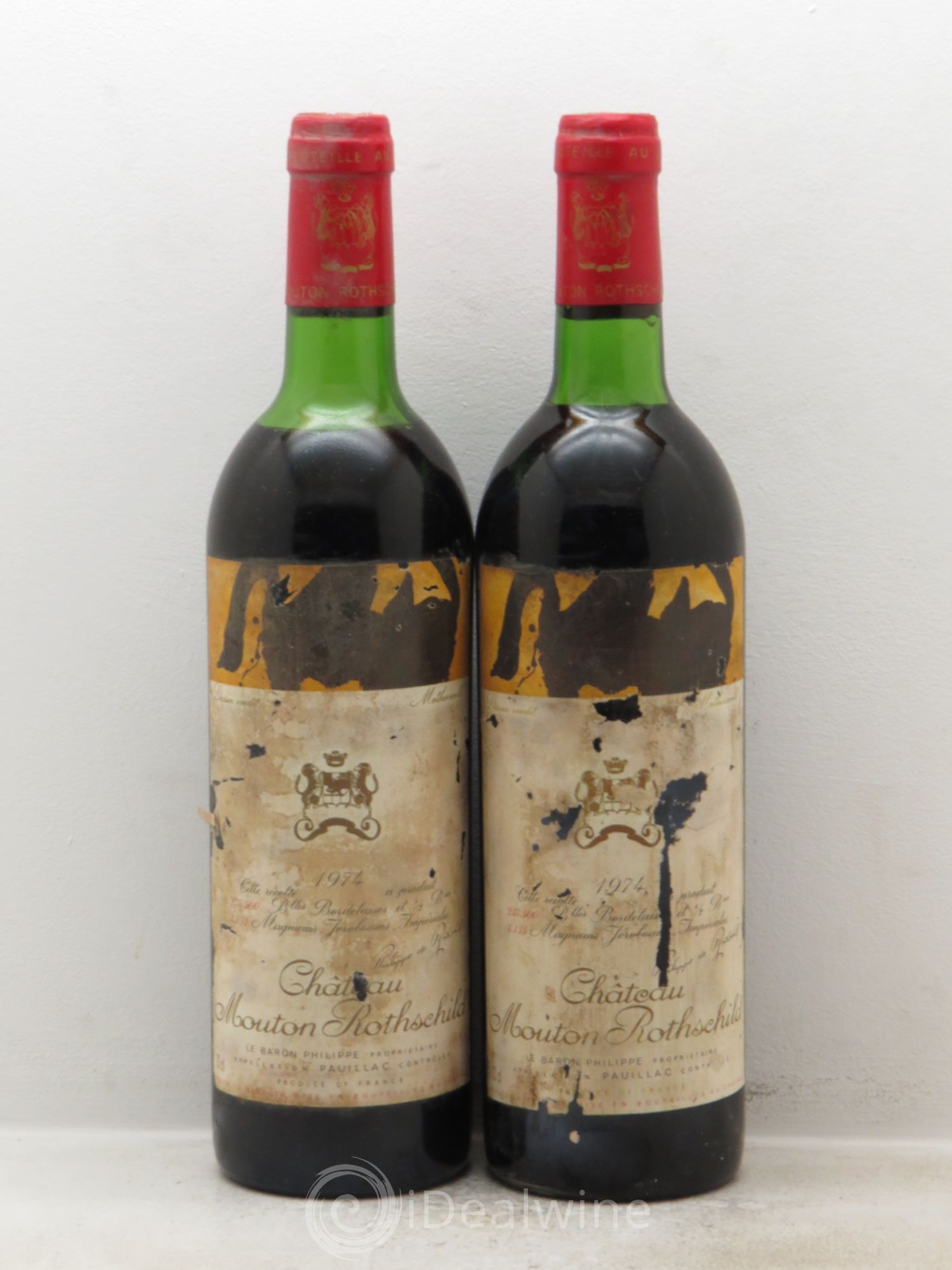 Château Mouton Rothschild 1er Grand Cru Classé 1974 - Lot de 2 bouteilles - 0