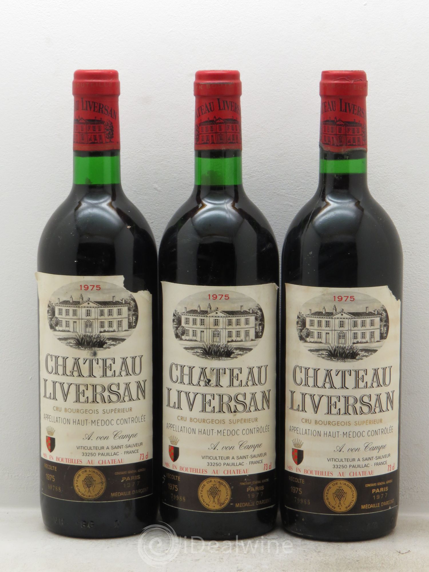 Château Liversan Cru Bourgeois 1975 - Lot de 3 bouteilles - 0