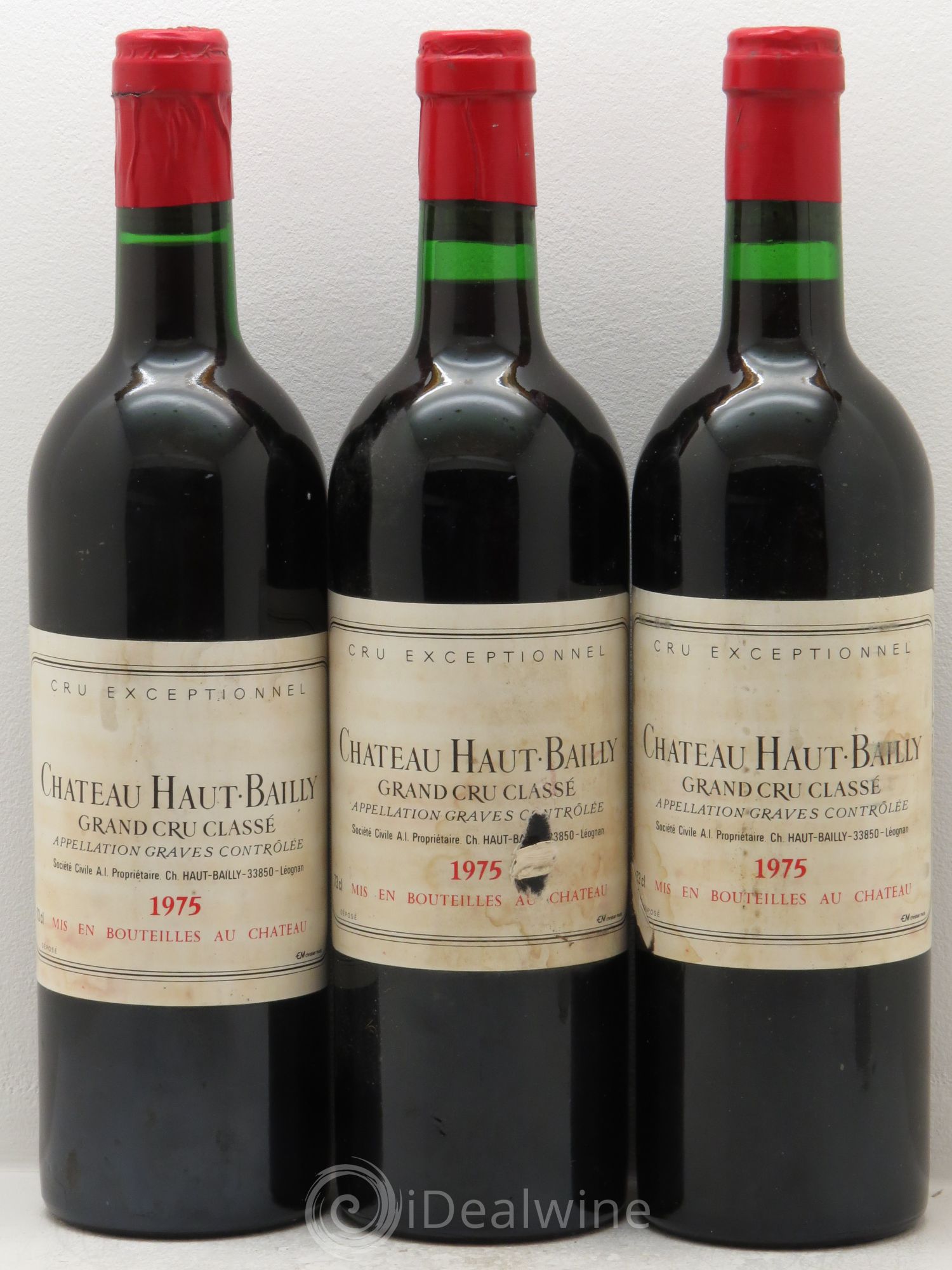 Château Haut-Bailly Cru Classé de Graves 1975 - Lot de 3 bouteilles - 0