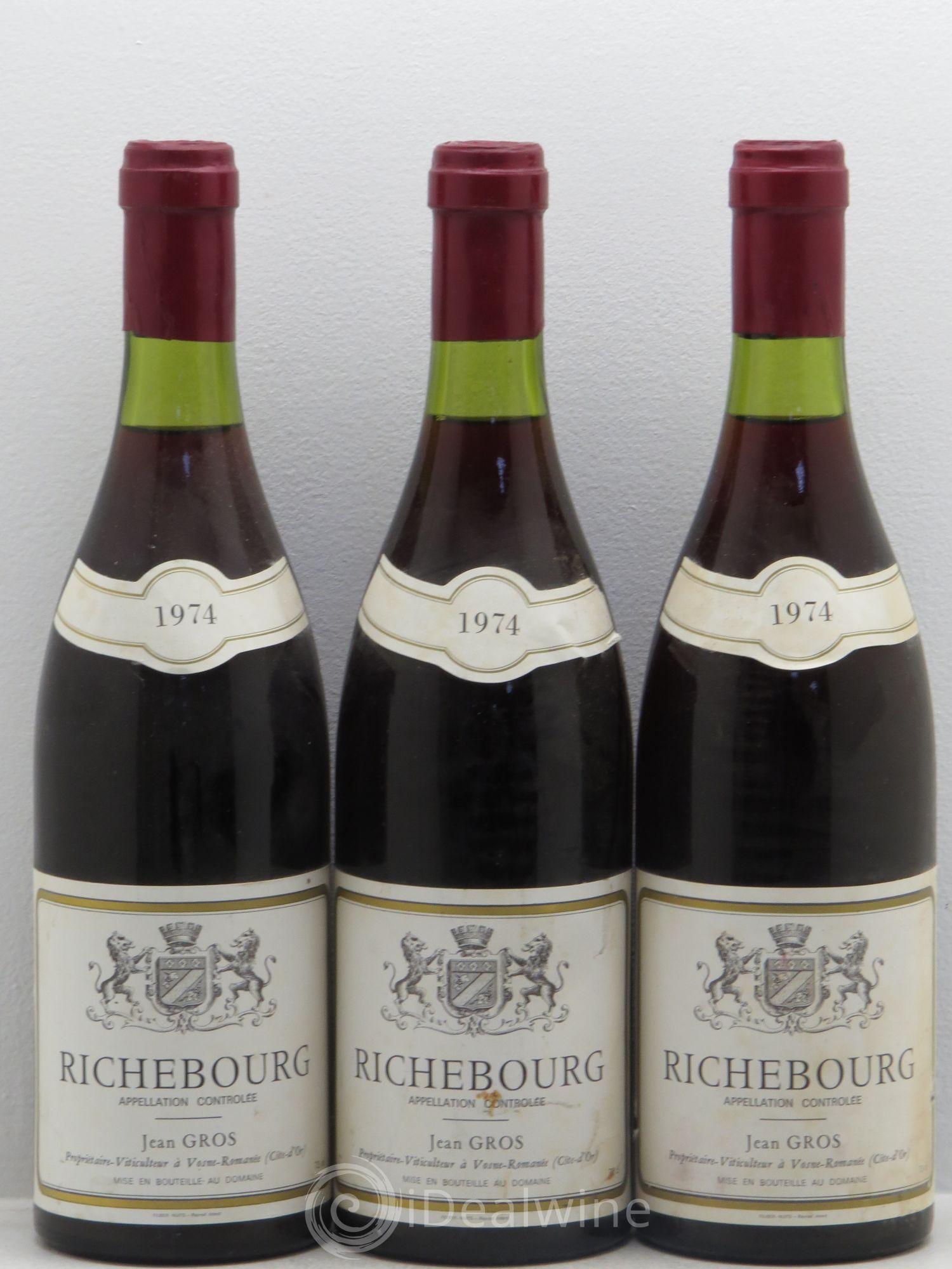 Richebourg Grand Cru Jean Gros 1974 - Lot de 3 bouteilles - 0