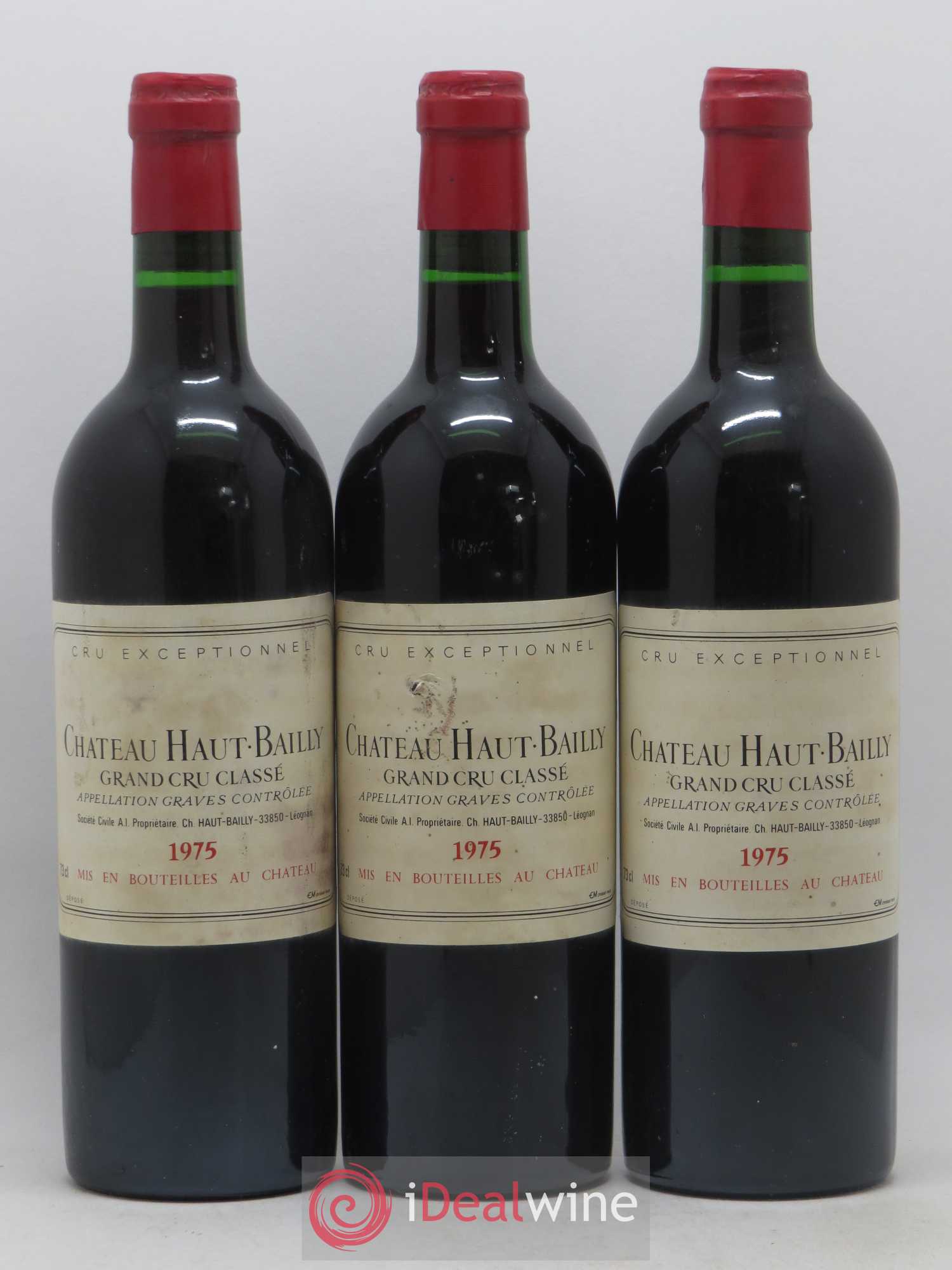 Château Haut-Bailly Cru Classé de Graves 1975 - Lot de 3 bouteilles - 0