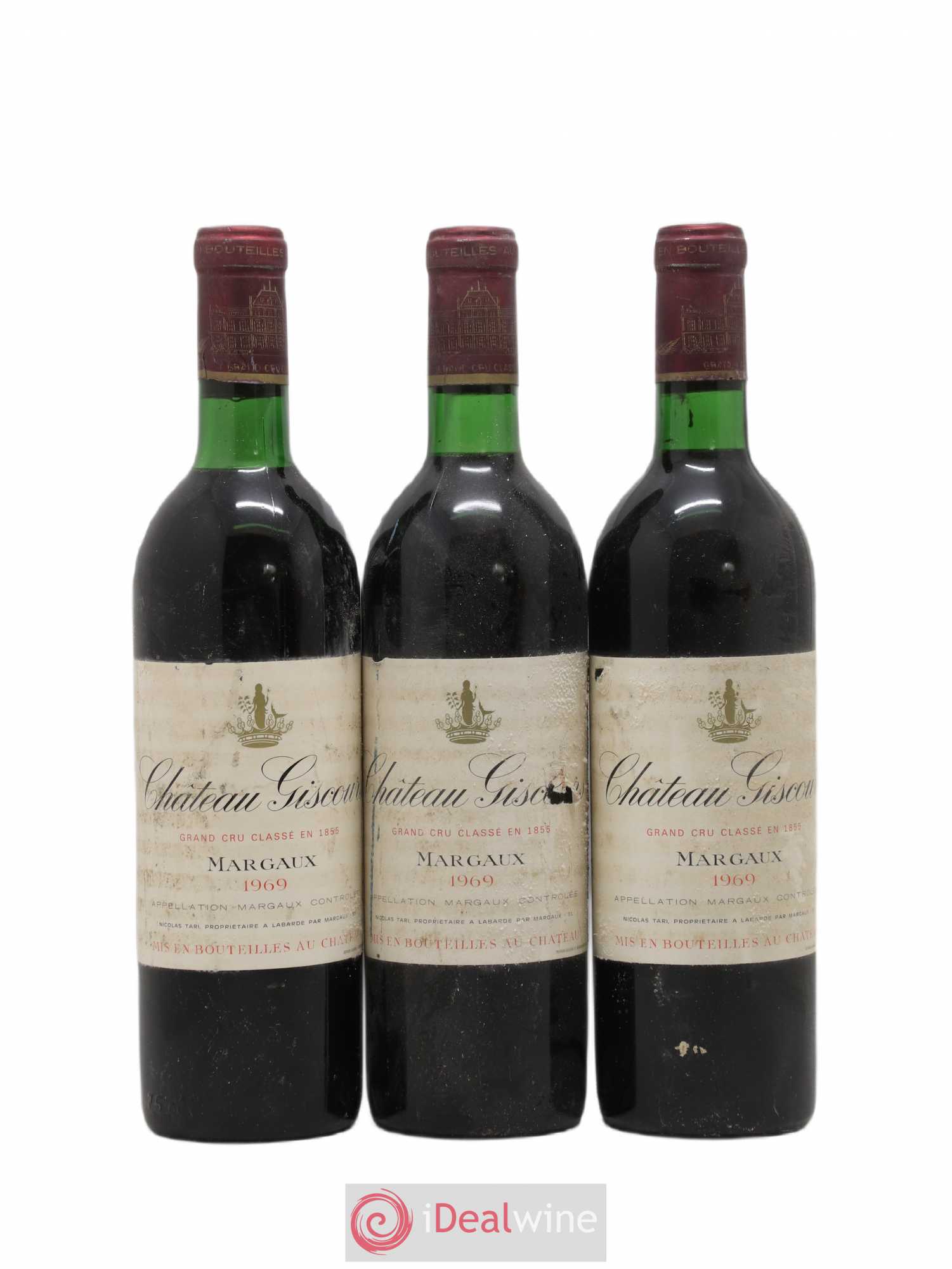 Château Giscours 3ème Grand Cru Classé 1969 - Lot de 3 bouteilles - 0