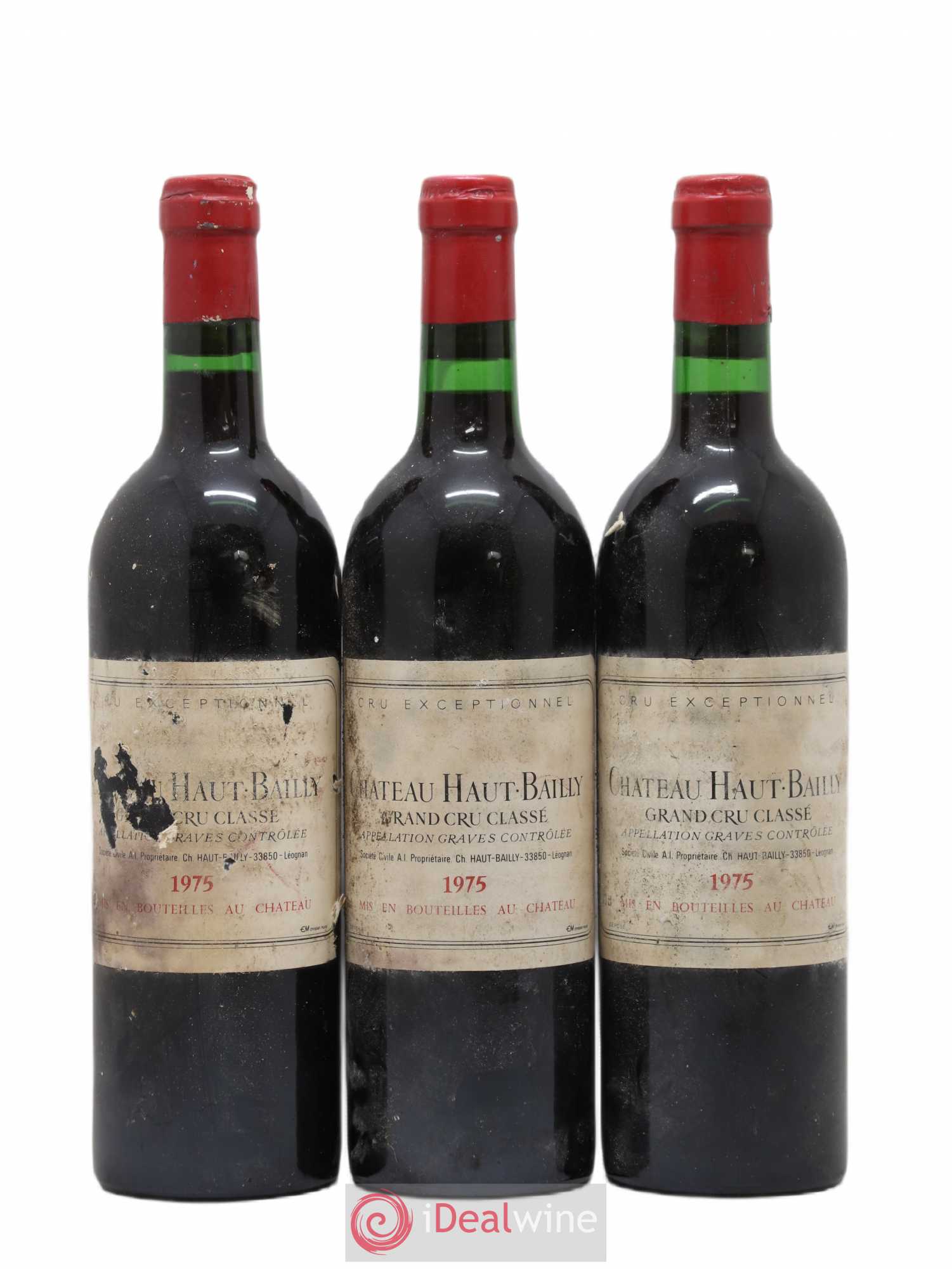 Château Haut-Bailly Cru Classé de Graves 1975 - Lot de 3 bouteilles - 0