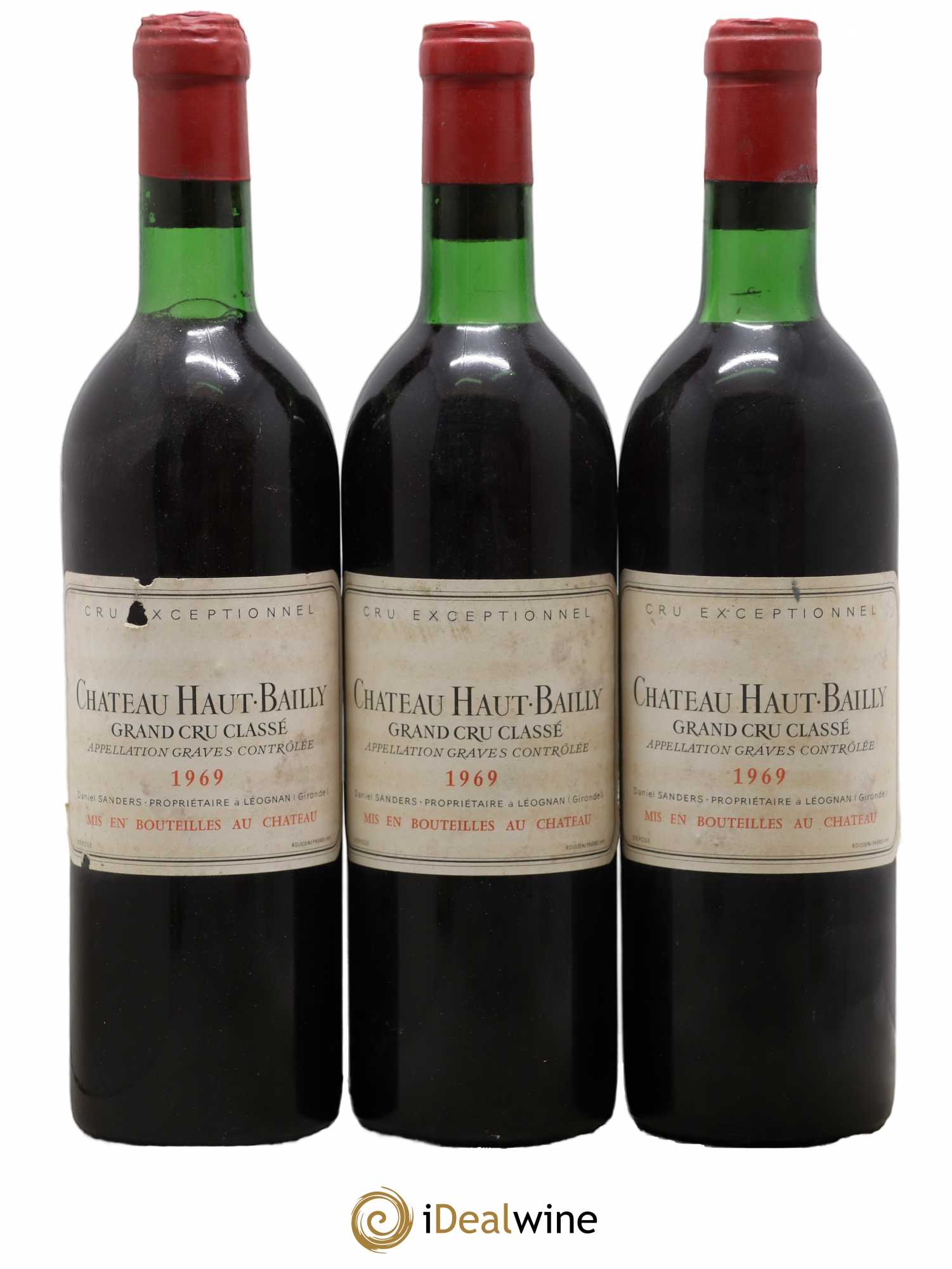 Château Haut-Bailly Cru Classé de Graves 1969 - Lot de 3 bouteilles - 0