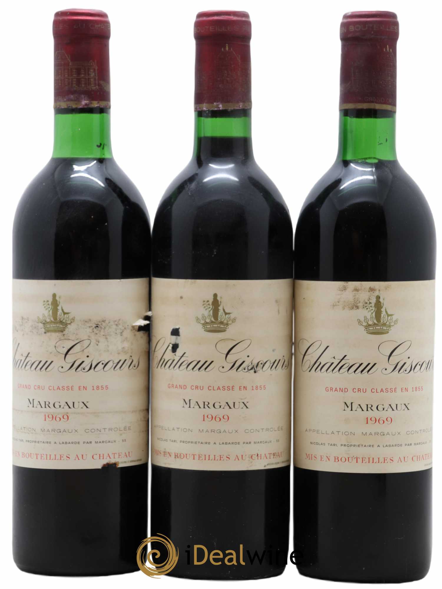Château Giscours 3ème Grand Cru Classé 1969 - Lot de 3 bouteilles - 0