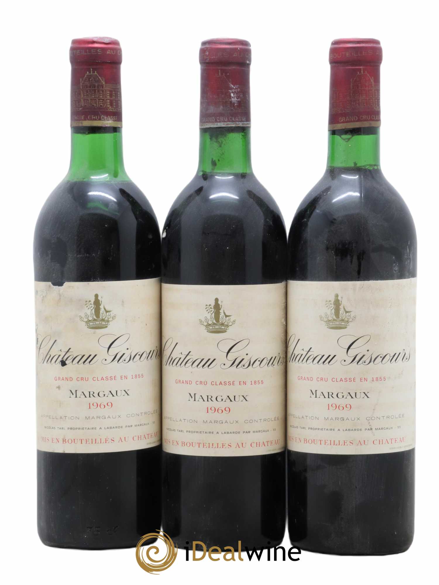 Château Giscours 3ème Grand Cru Classé 1969 - Lot de 3 bouteilles - 0