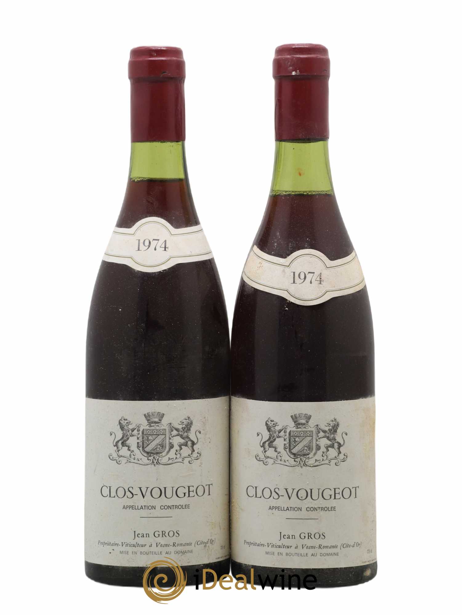 Clos de Vougeot Grand Cru Jean Gros 1974 - Lot de 2 bouteilles - 0