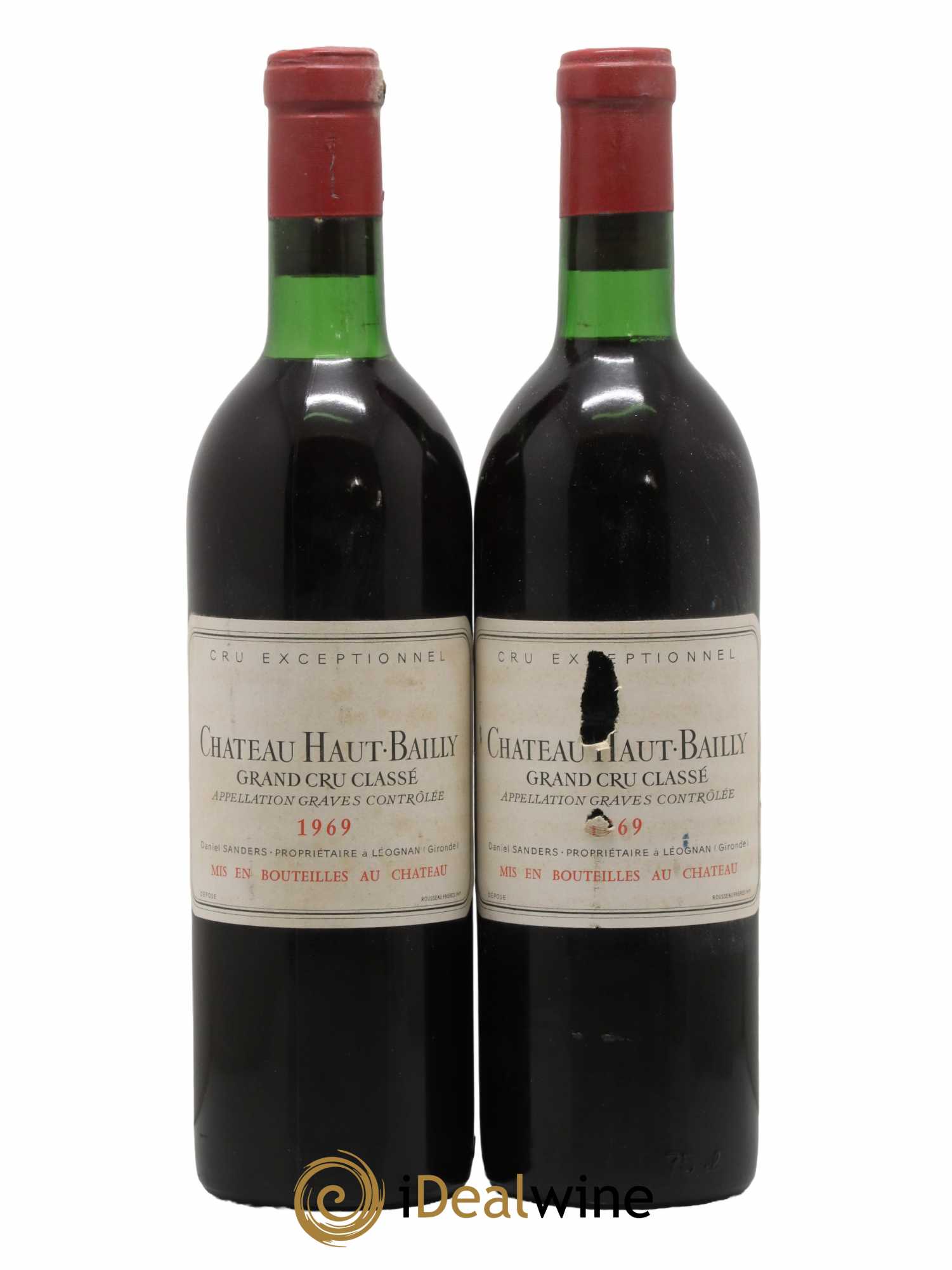 Château Haut-Bailly Cru Classé de Graves 1969 - Lot de 2 bouteilles - 0