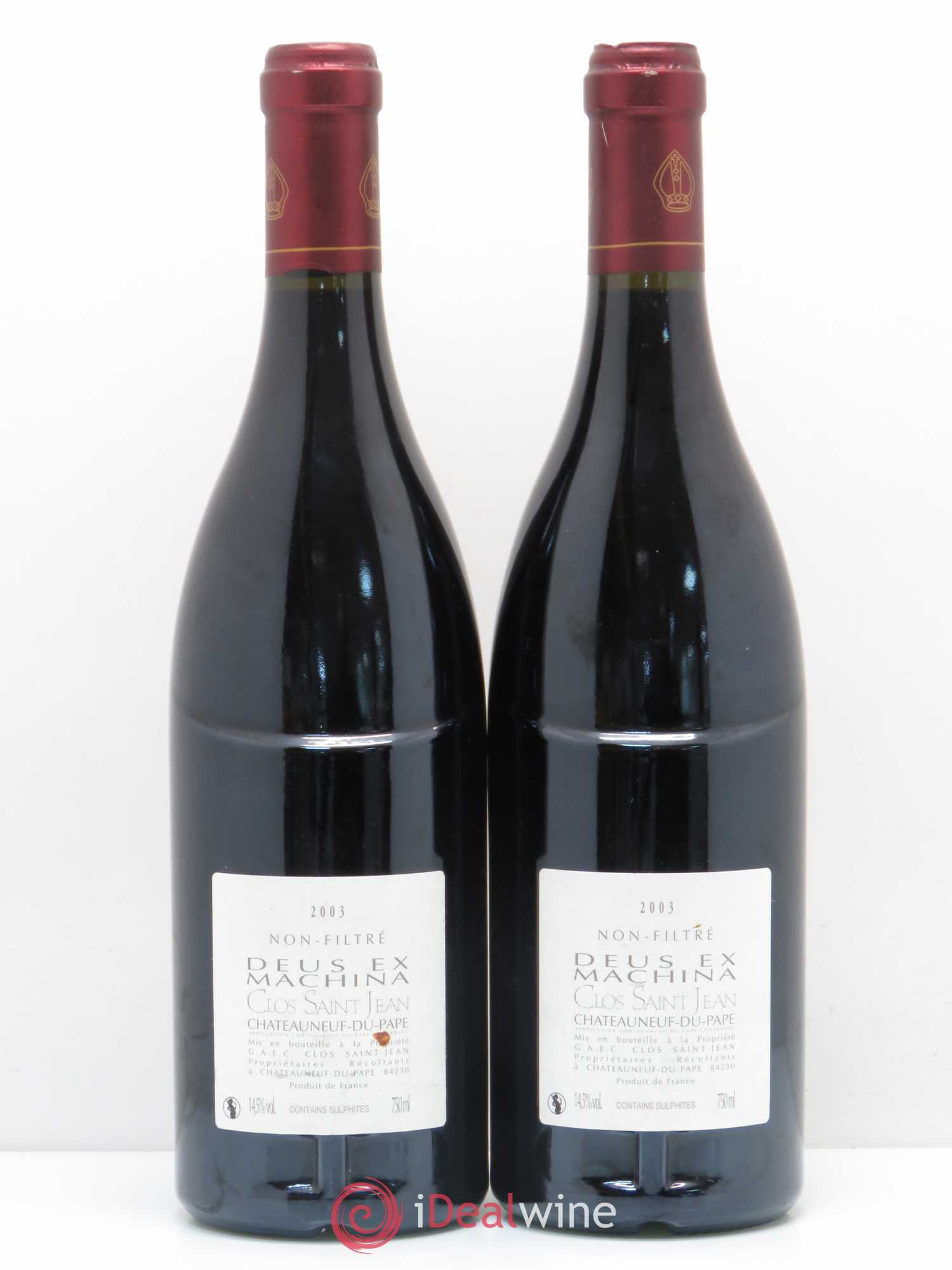 Châteauneuf-du-Pape Clos Saint-Jean Deus Ex Machina Pascal et Vincent Maurel 2003 - Lot de 2 bouteilles - 1