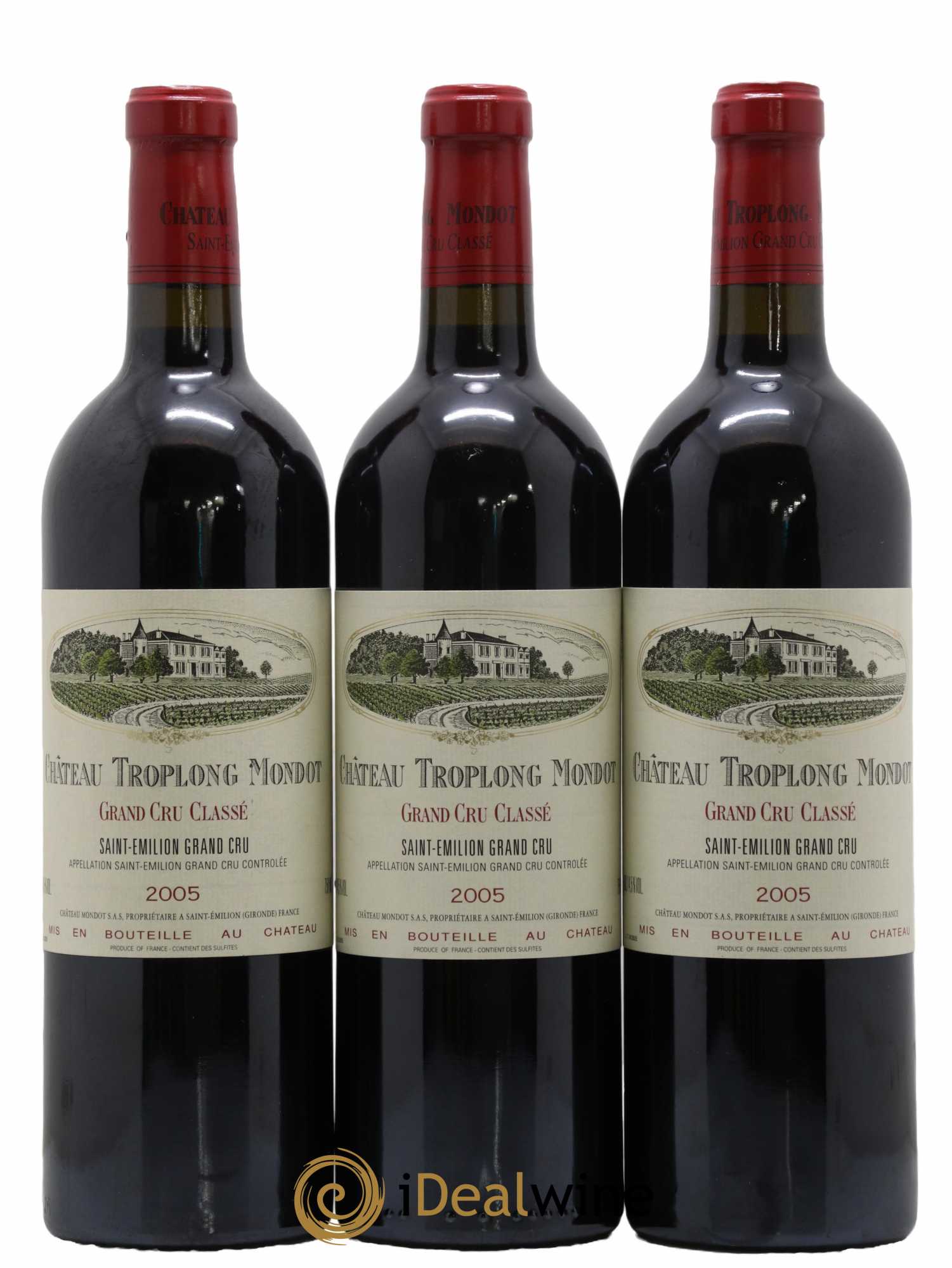 Château Troplong Mondot 1er Grand Cru Classé B 2005 - Lot de 3 bouteilles - 0