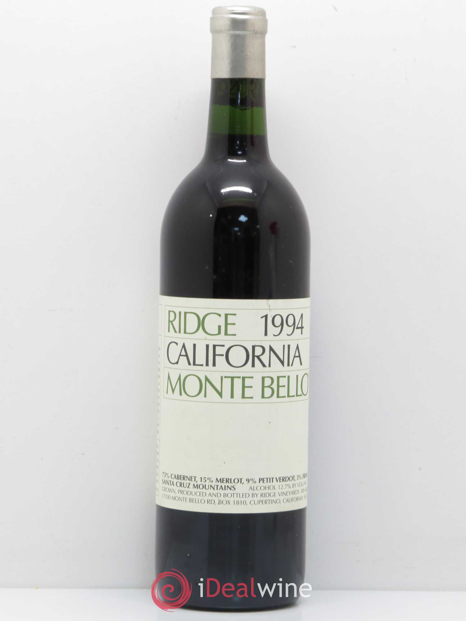 Santa Cruz Mountains Monte Bello Ridge Vineyards 1994 - Lot de 1 bouteille - 0