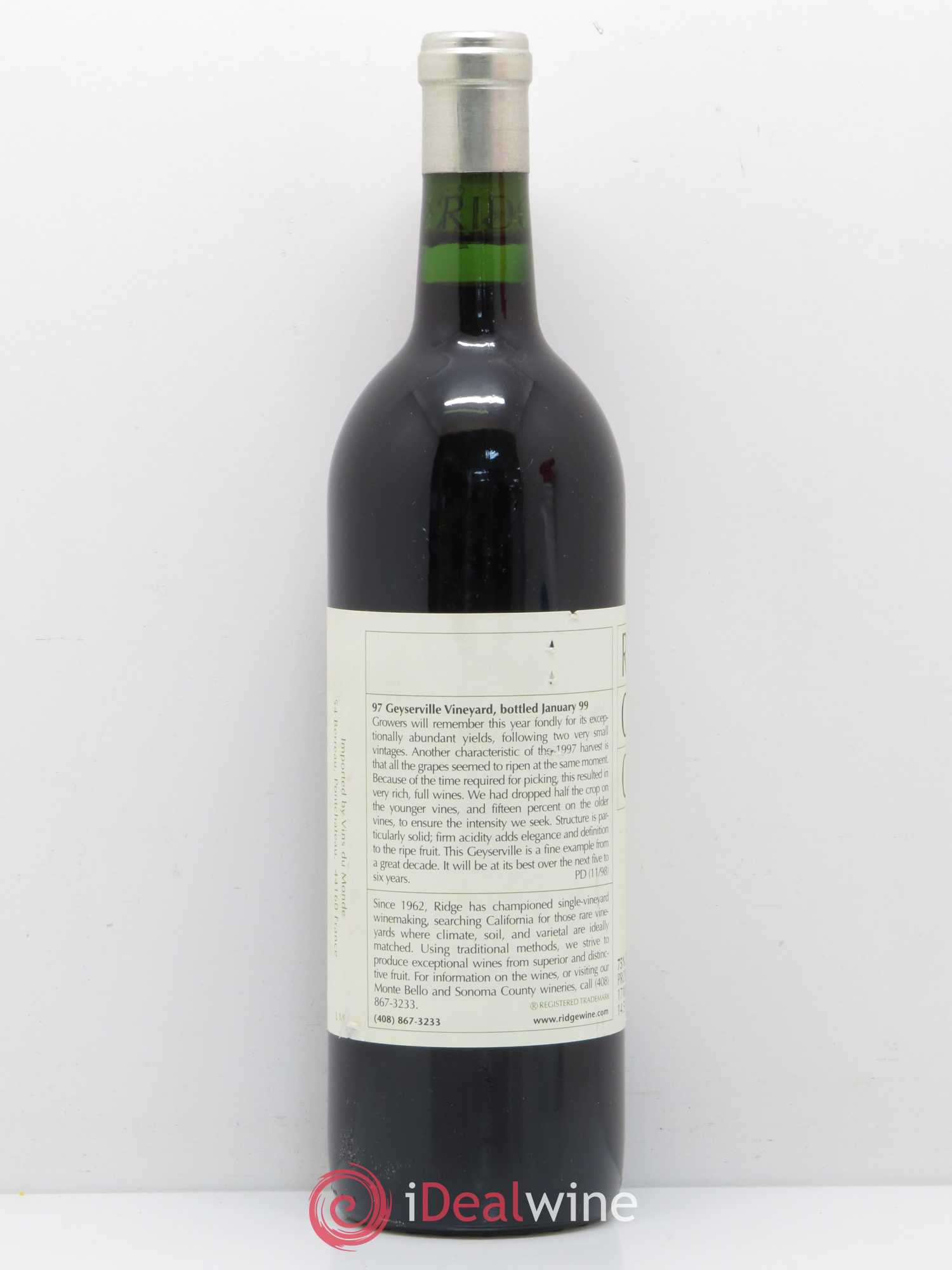 USA Ridge Vineyards Geyserville Zinfandel Alexander Valley 1997 - Posten von 1 Flasche - 1
