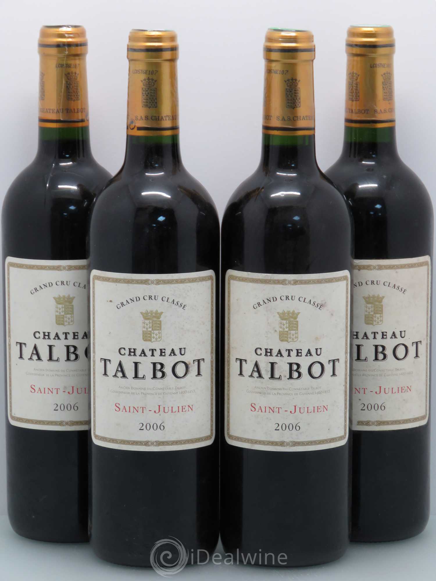 Château Talbot 4ème Grand Cru Classé 2006 - Lot de 4 bouteilles - 0